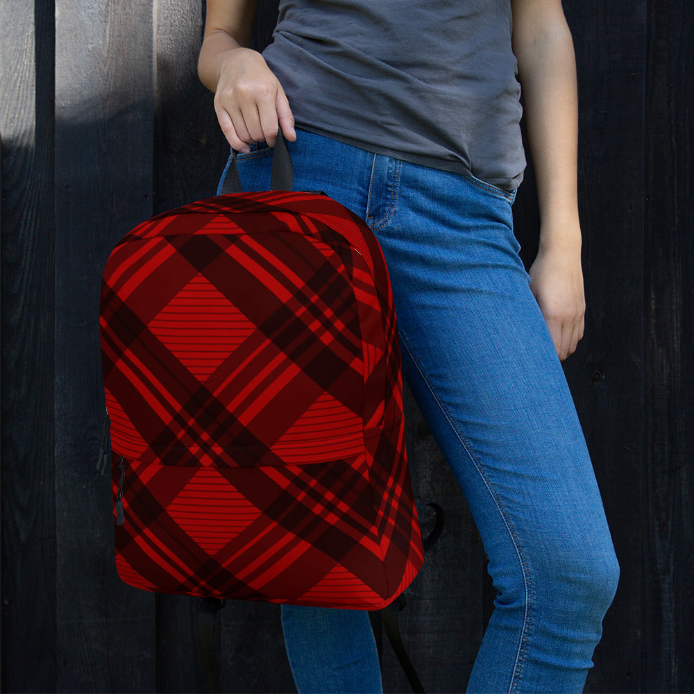 RED PLAID BACKPACK