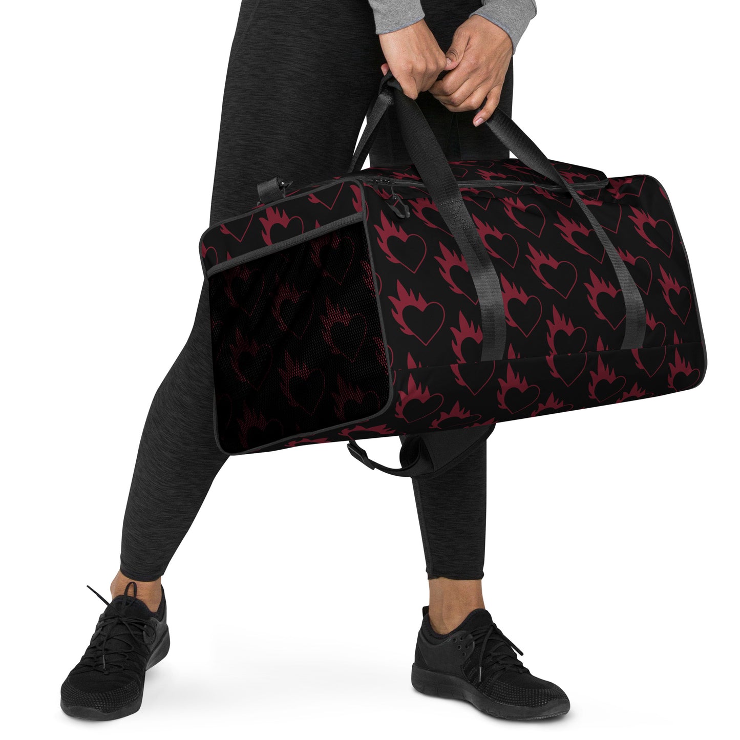 FLAMING HEART DUFFEL BAG