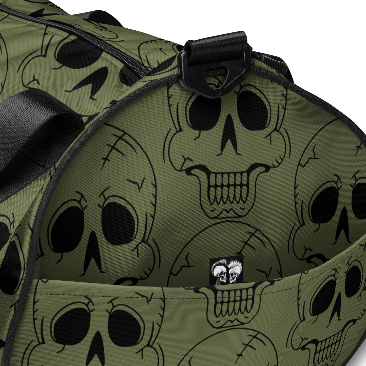 GREEN LAUGHING SKULL GYM BAG