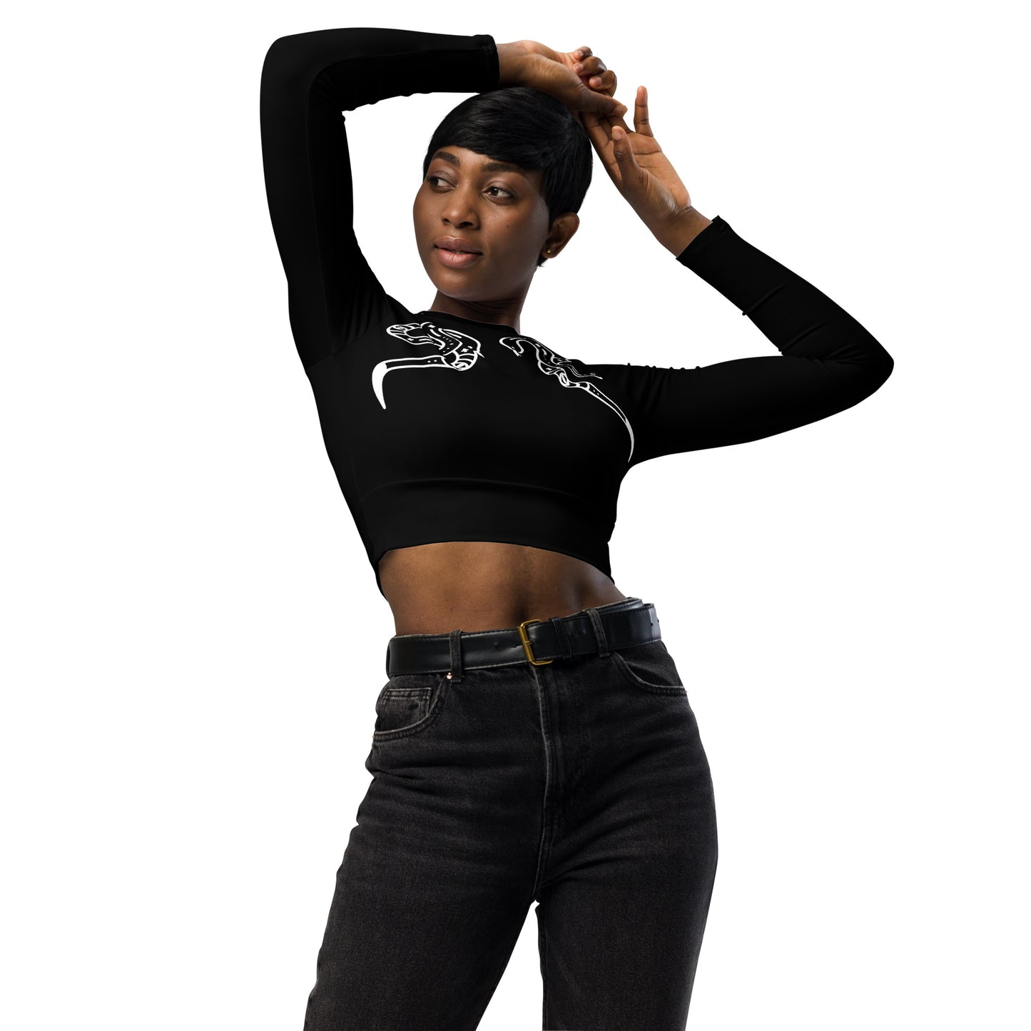 DUAL SNAKE RECYCLED LONG SLEEVE CROP TOP