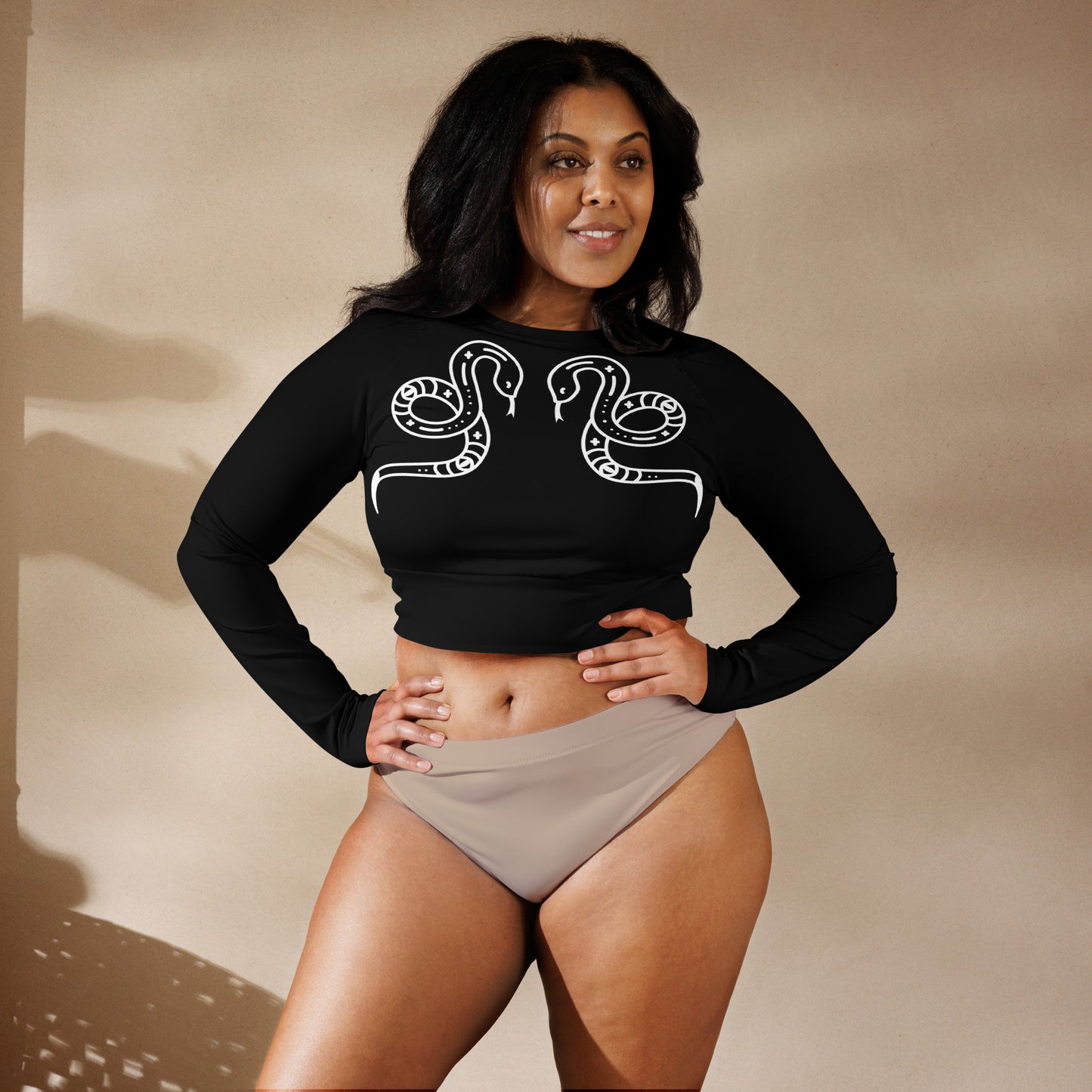 DUAL SNAKE RECYCLED LONG SLEEVE CROP TOP