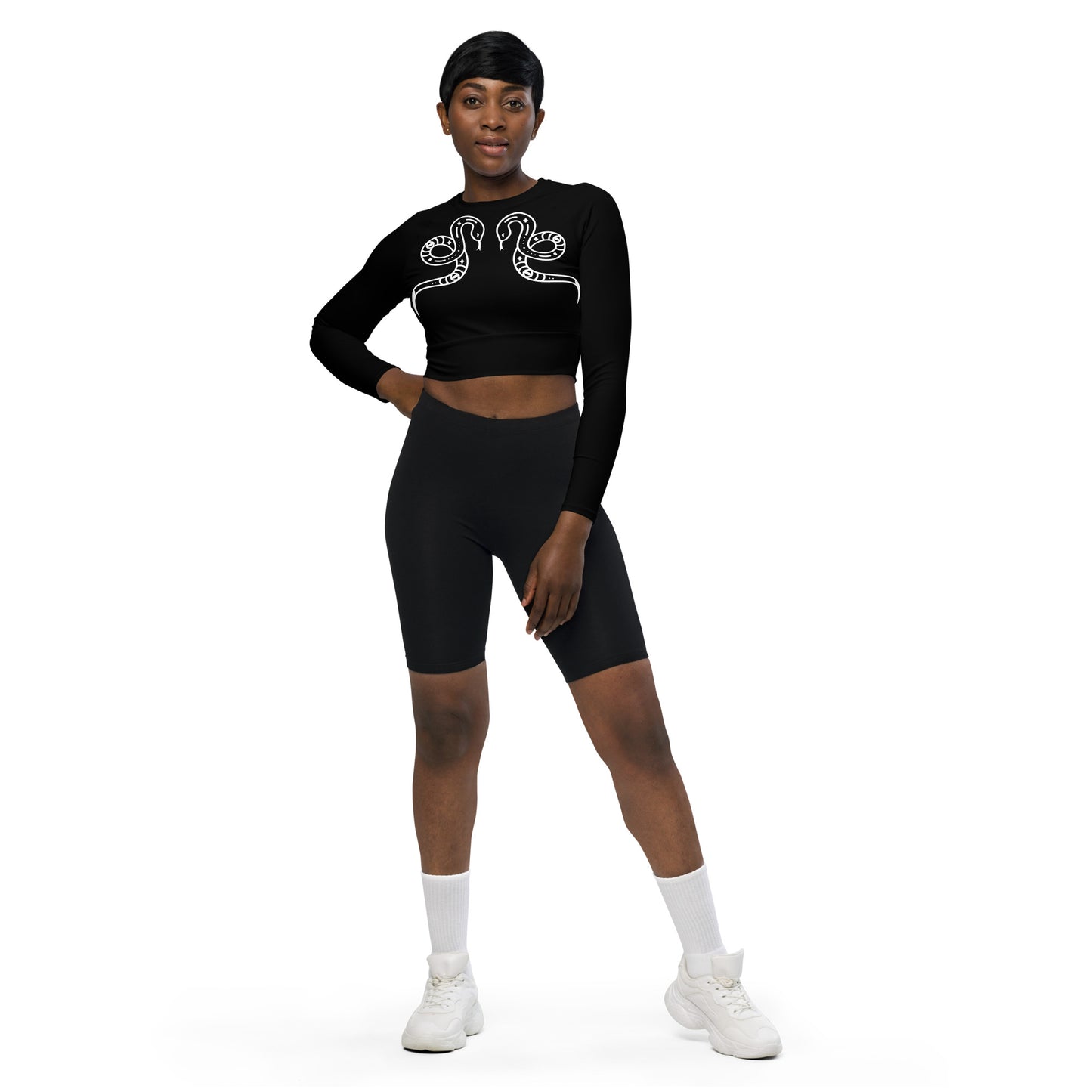 DUAL SNAKE RECYCLED LONG SLEEVE CROP TOP