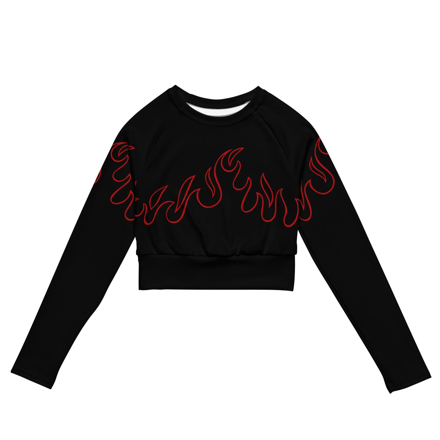 RED FLAME RECYCLED LONG SLEEVE CROP TOP