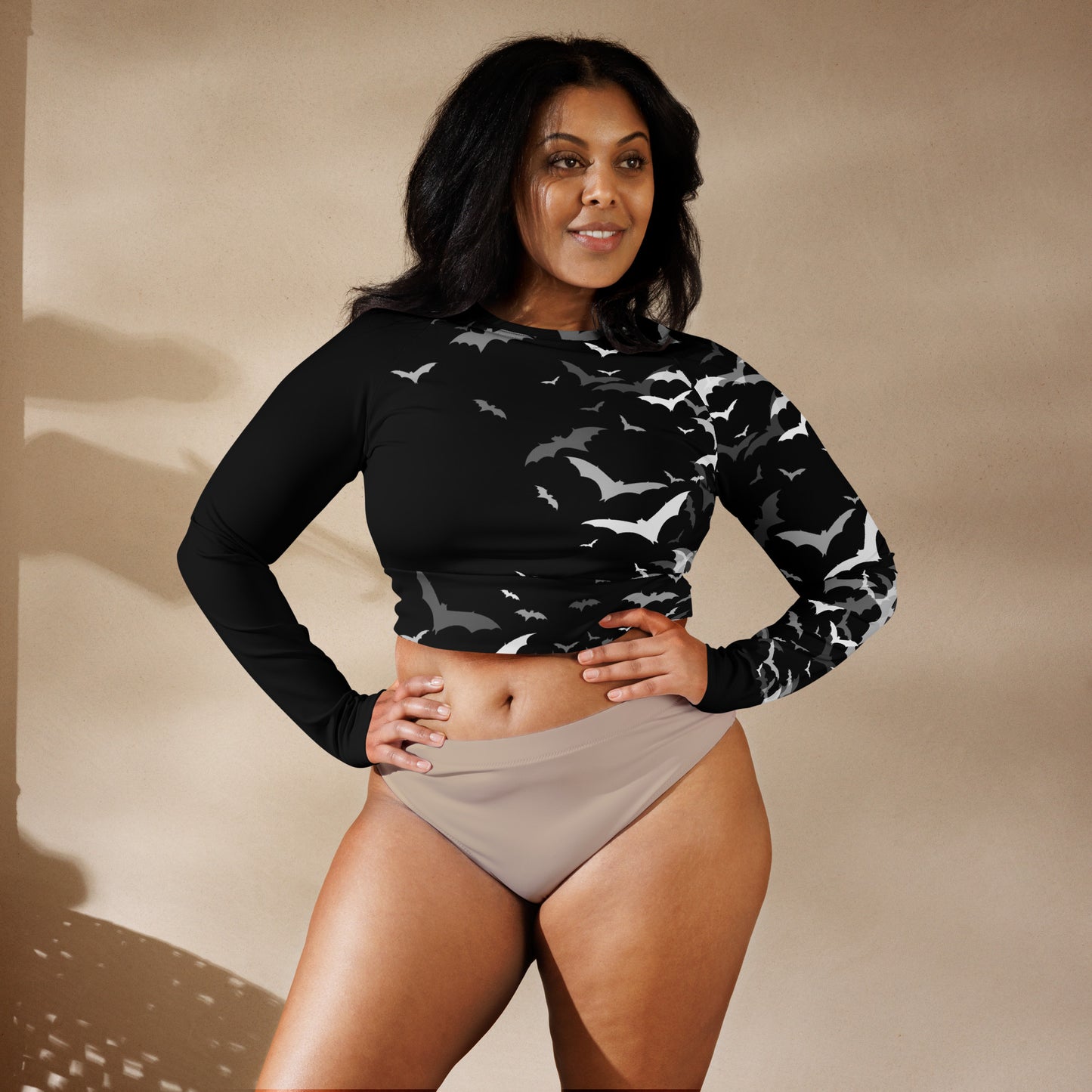 BATS RECYCLED LONG SLEEVE CROP TOP