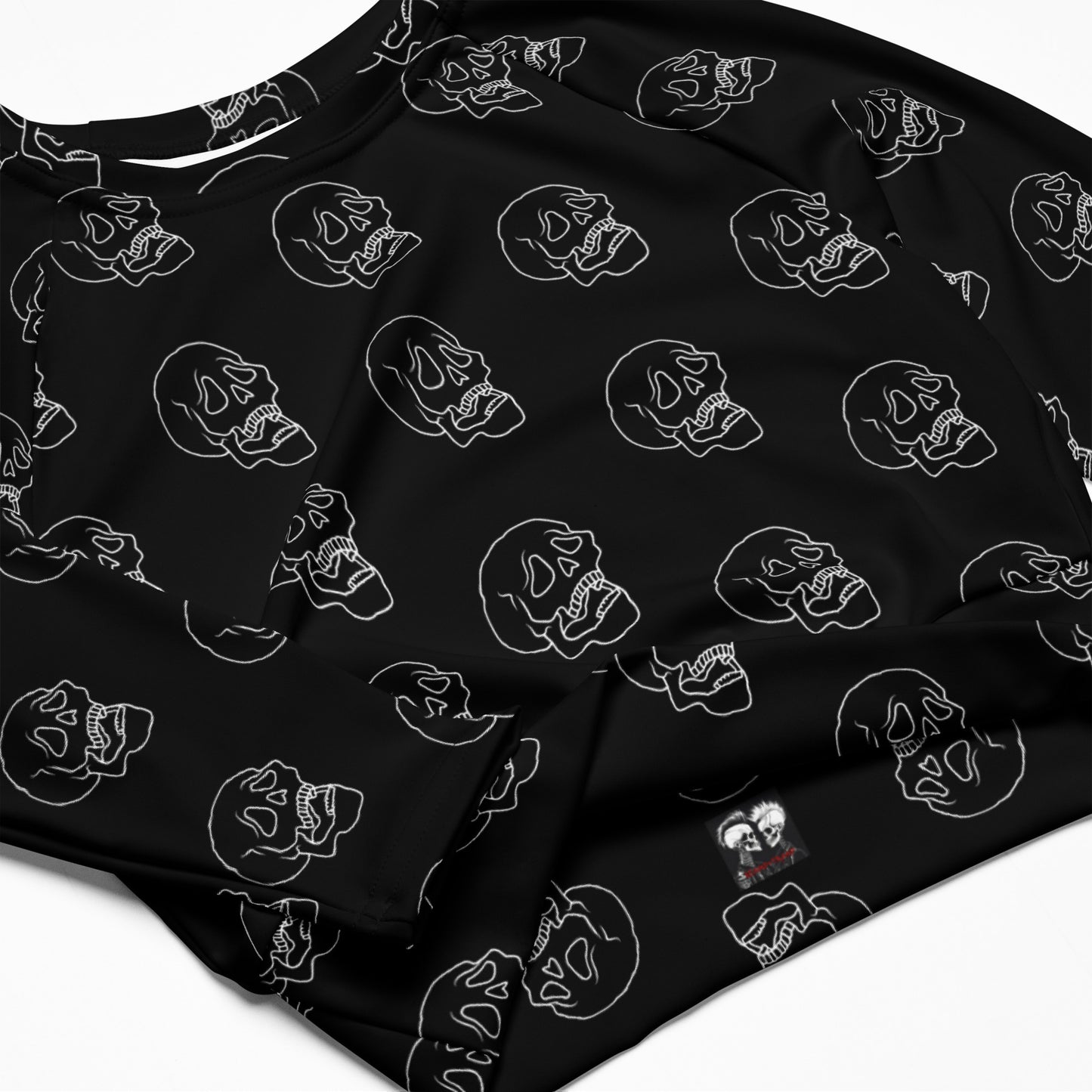 SAD SKULL RECYCLED LONG SLEEVE CROP TOP