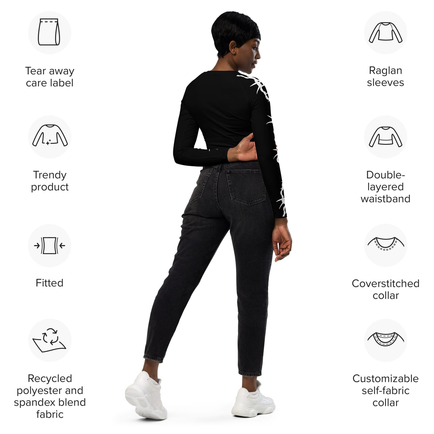 SCORPION RECYCLED LONG SLEEVE CROP TOP