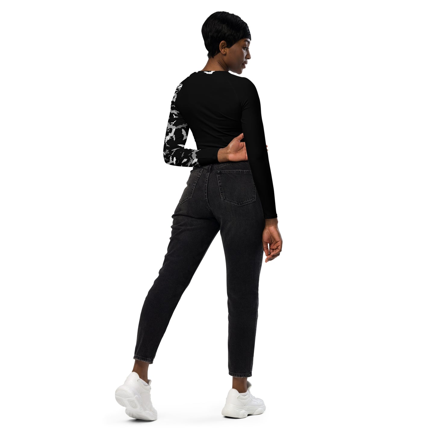 BATS RECYCLED LONG SLEEVE CROP TOP