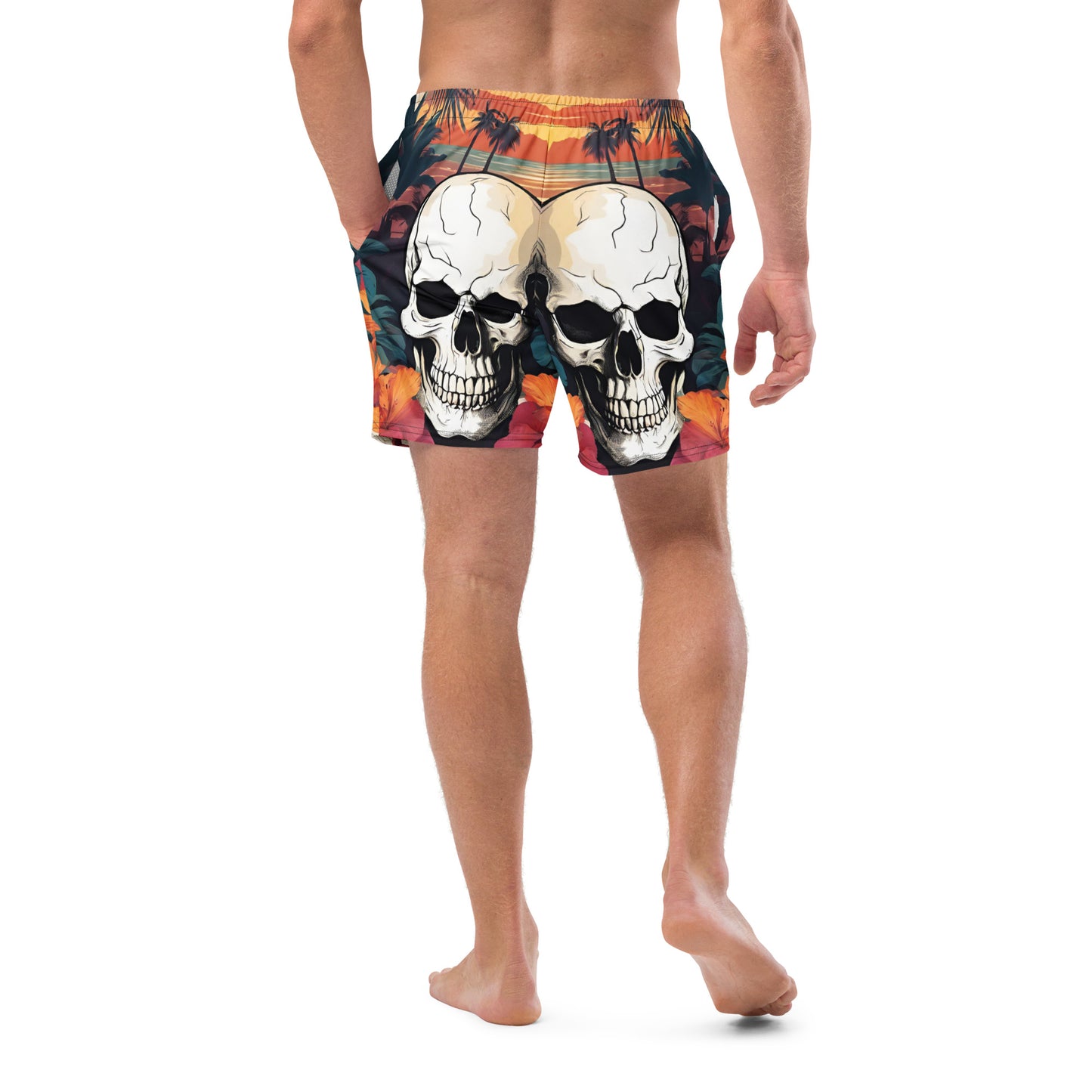 RETRO TROPICAL SKULL SWIM TRUNKS