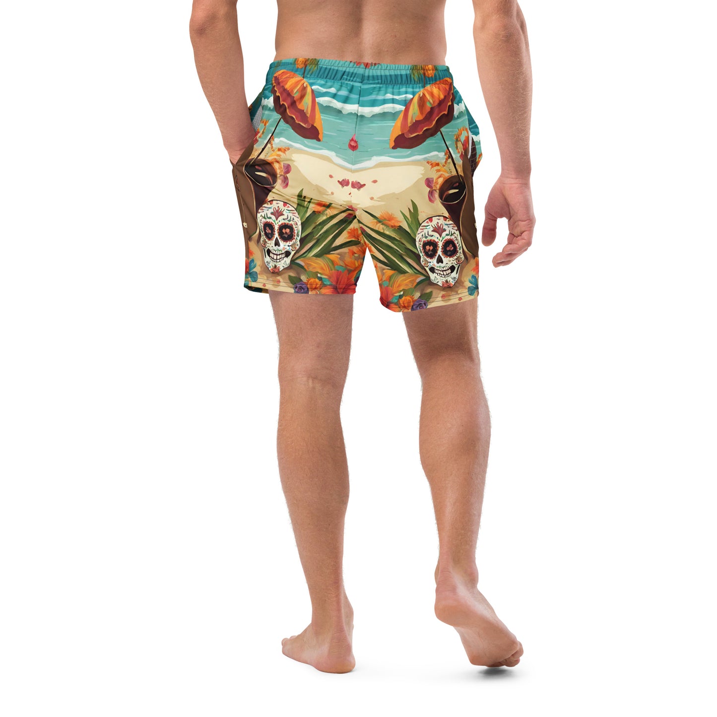 SUGAR SKULL ON THE SAND SWIM TRUNKS