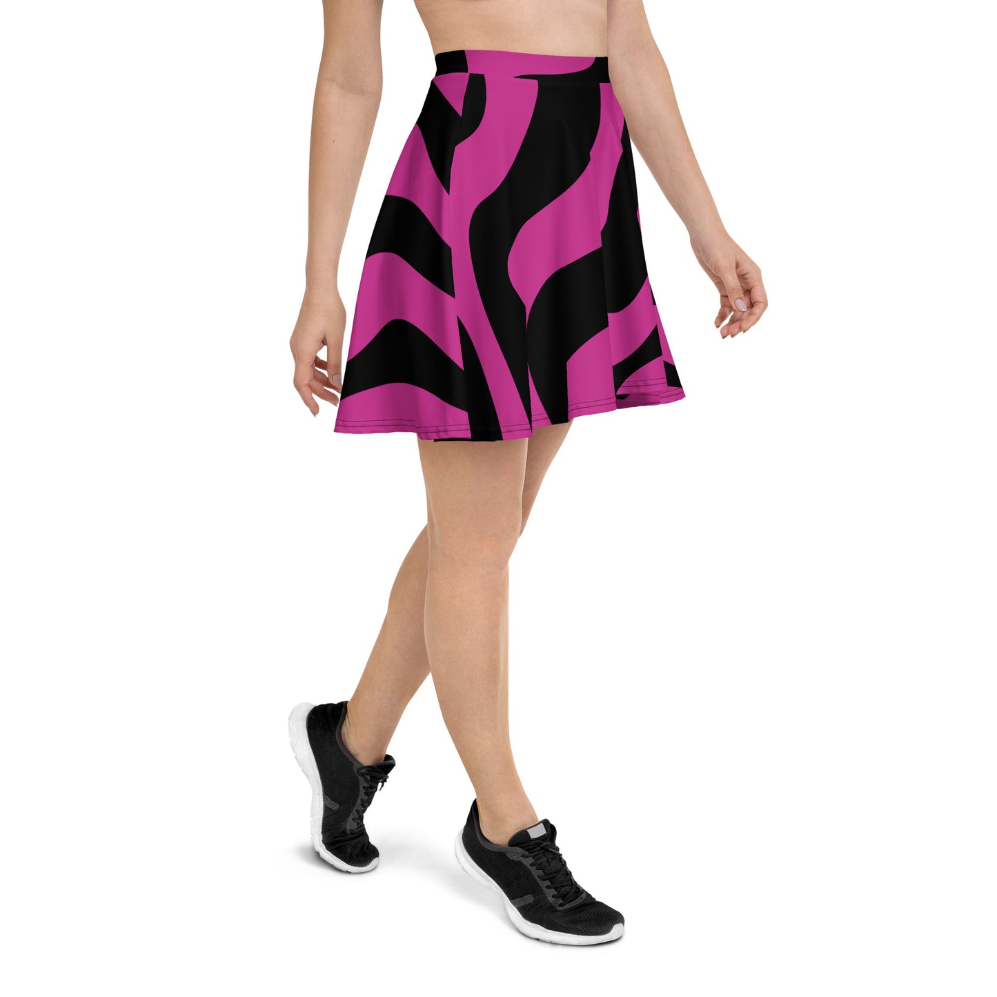 PINK & BLACK FLARED MINI-SKIRT