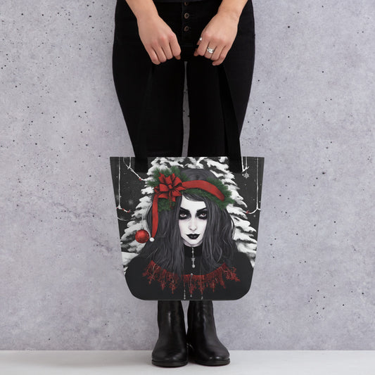 GOTH GIRL BOW TOTE BAG