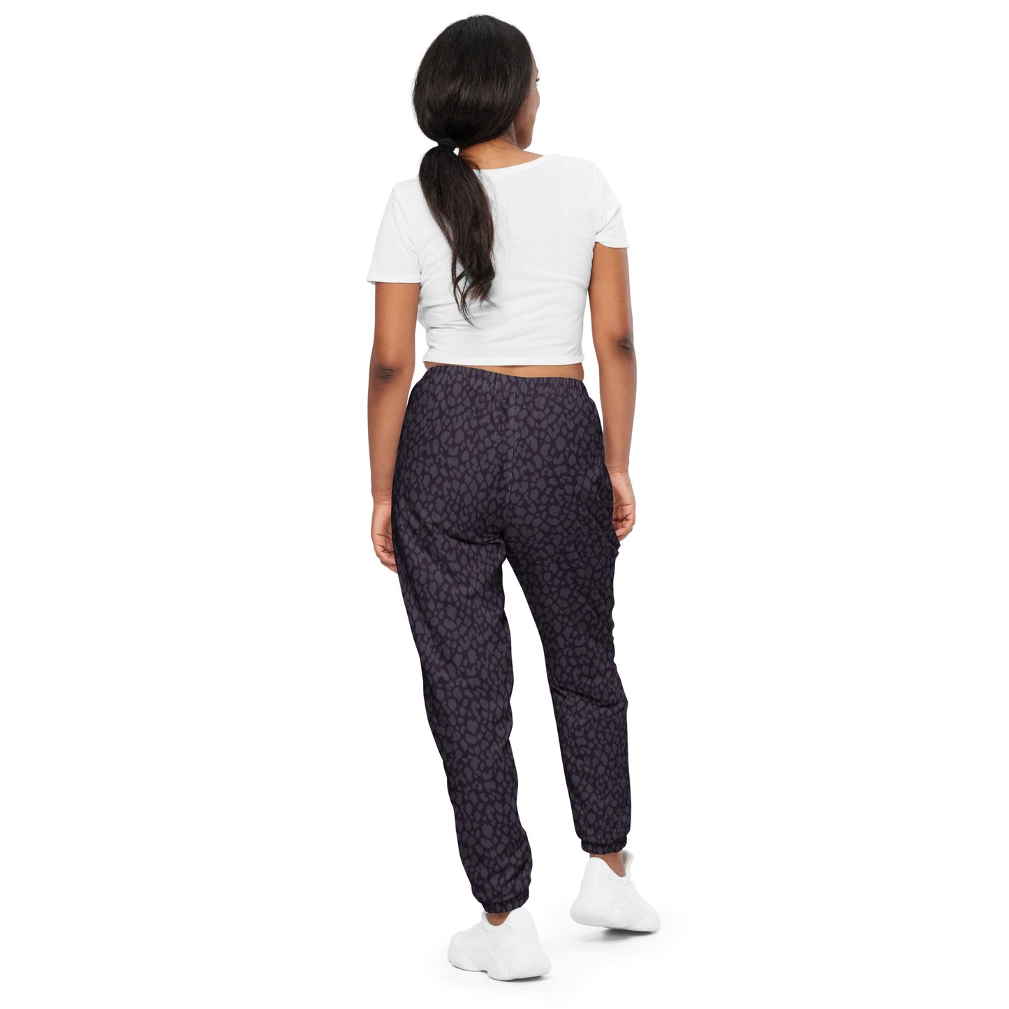 BLACK LEOPARD PRINT UNISEX TRACK PANTS
