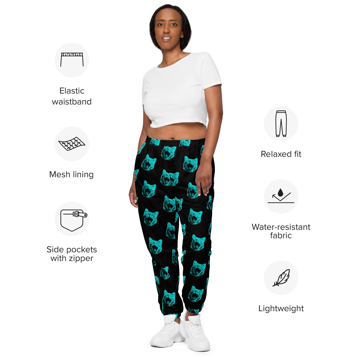 ELECTRIC BLUE CAT UNISEX TRACK PANTS