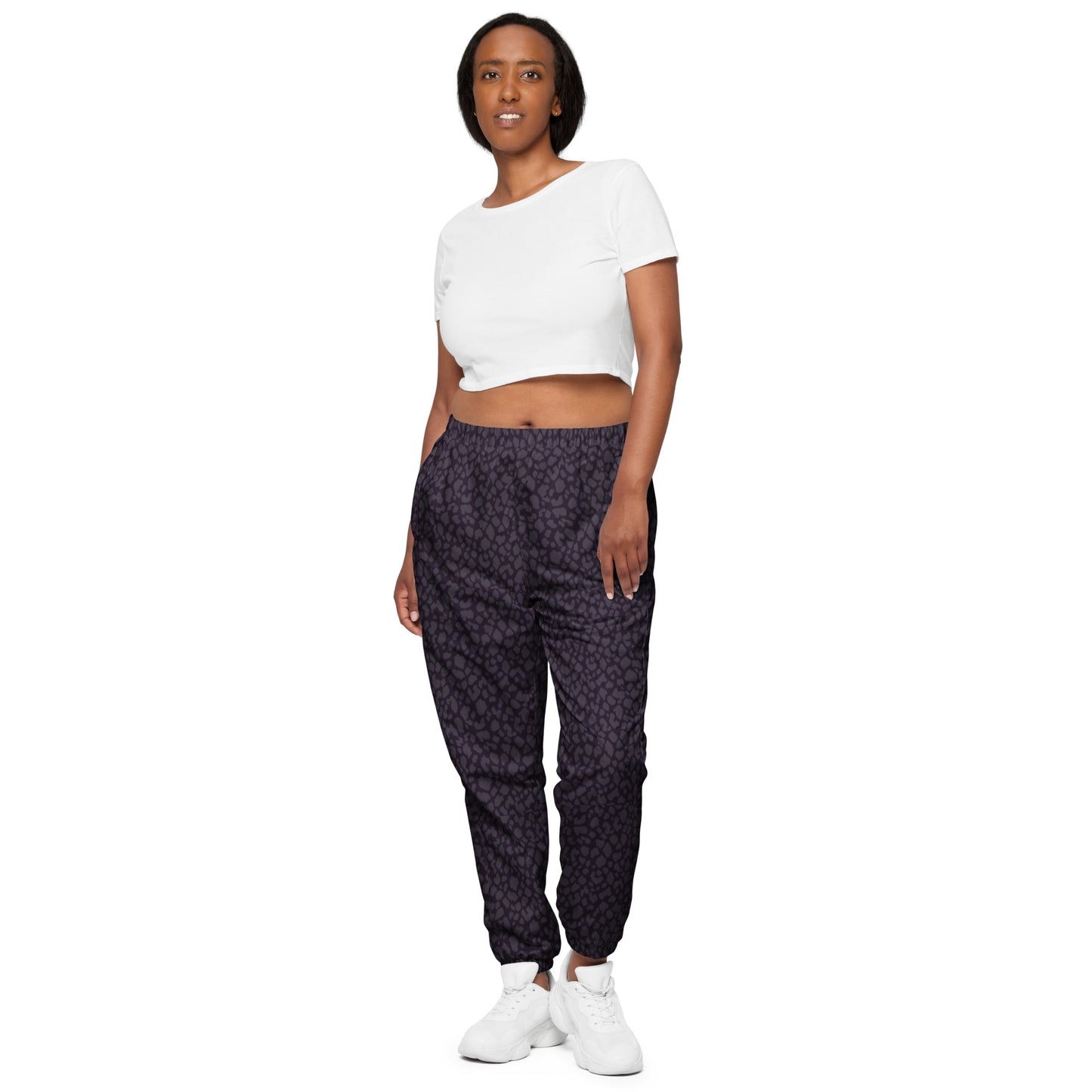BLACK LEOPARD PRINT UNISEX TRACK PANTS