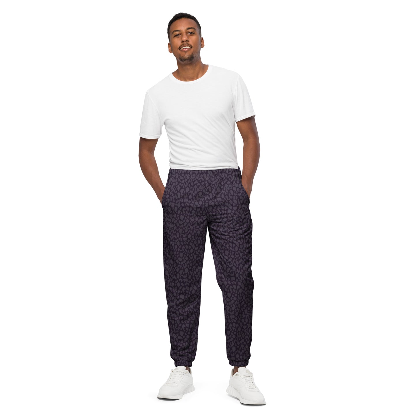 BLACK LEOPARD PRINT UNISEX TRACK PANTS