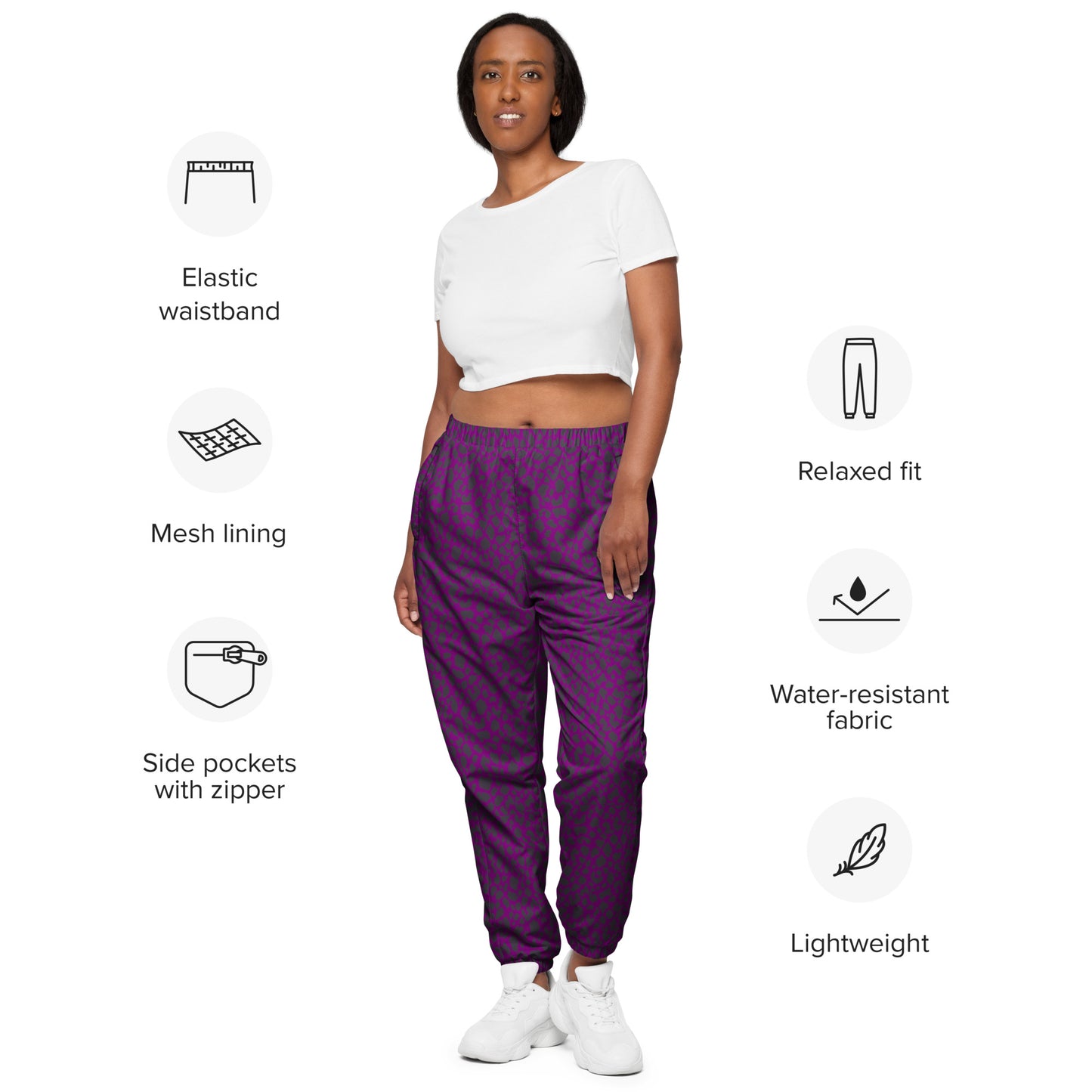 PURPLE LEOPARD UNISEX TRACK PANTS