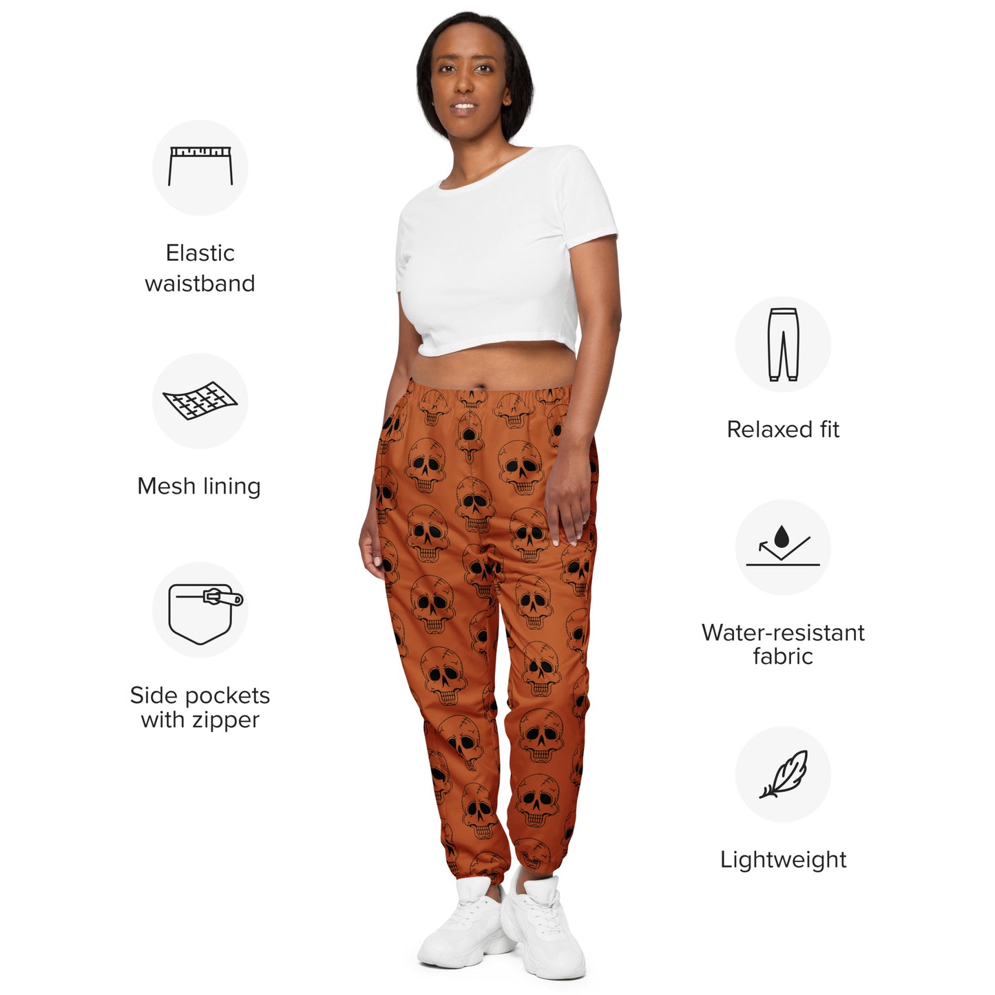 ORANGE LAUGHING SKULL UNISEX TRACK PANTS