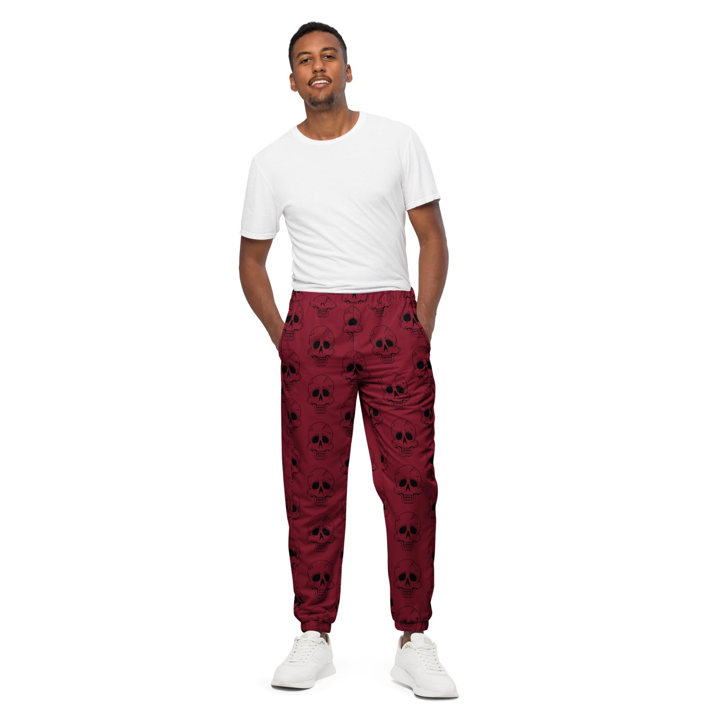 RED LAUGHING SKULL TRACK PANTS