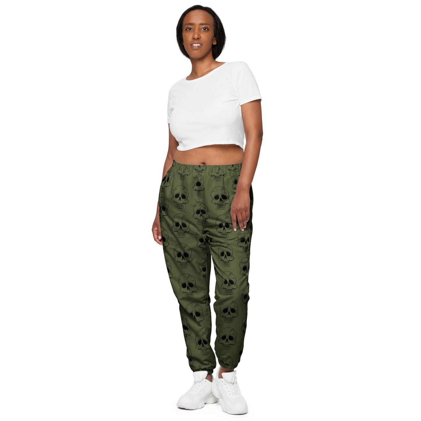 GREEN LAUGHING SKULL TRACK PANTS
