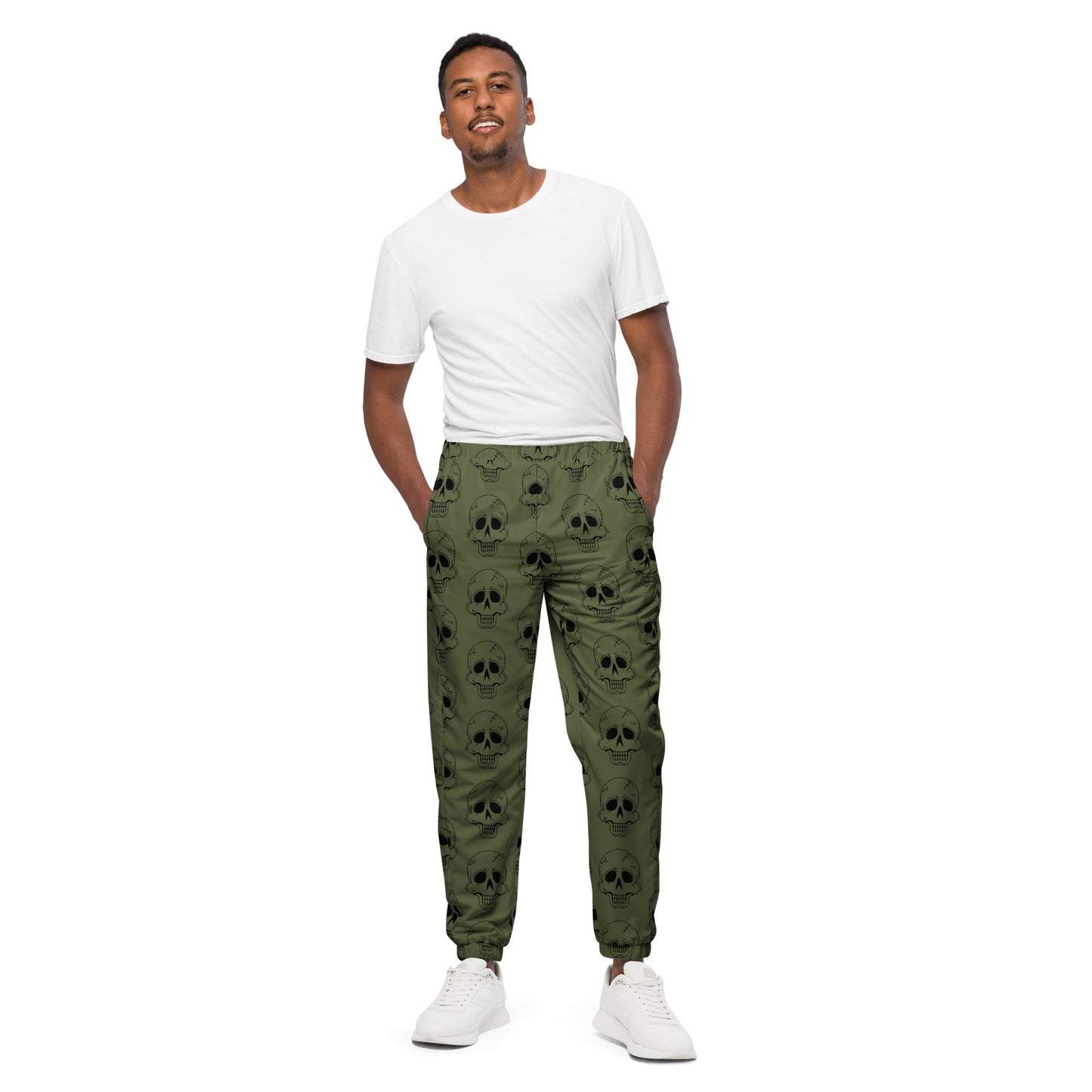 GREEN LAUGHING SKULL TRACK PANTS