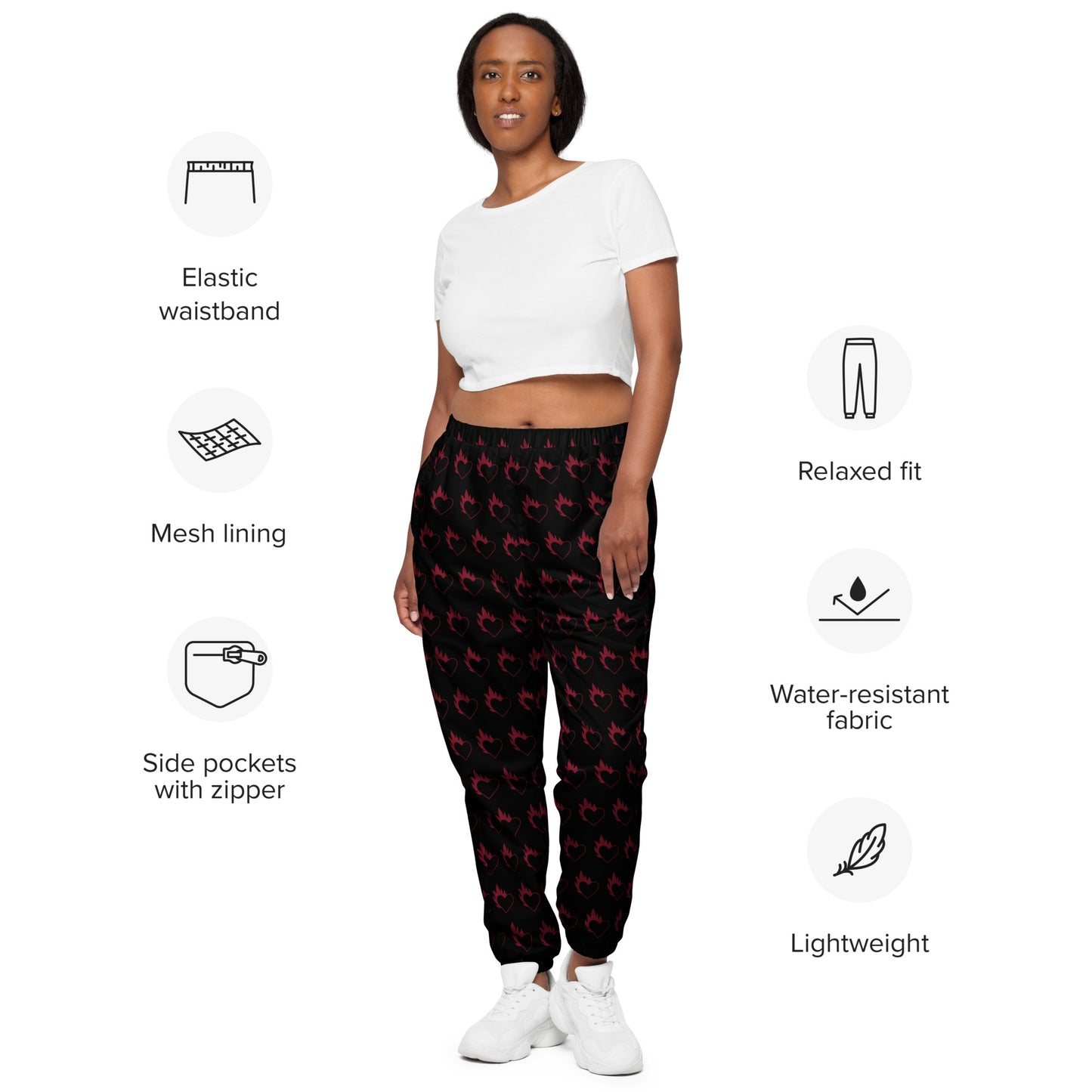 FLAMING HEART UNISEX TRACK PANTS