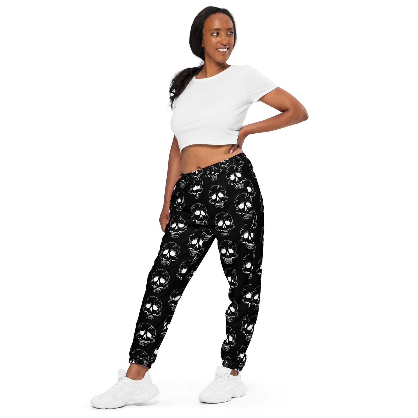 BLACK LAUGHING SKULL UNISEX TRACK PANTS