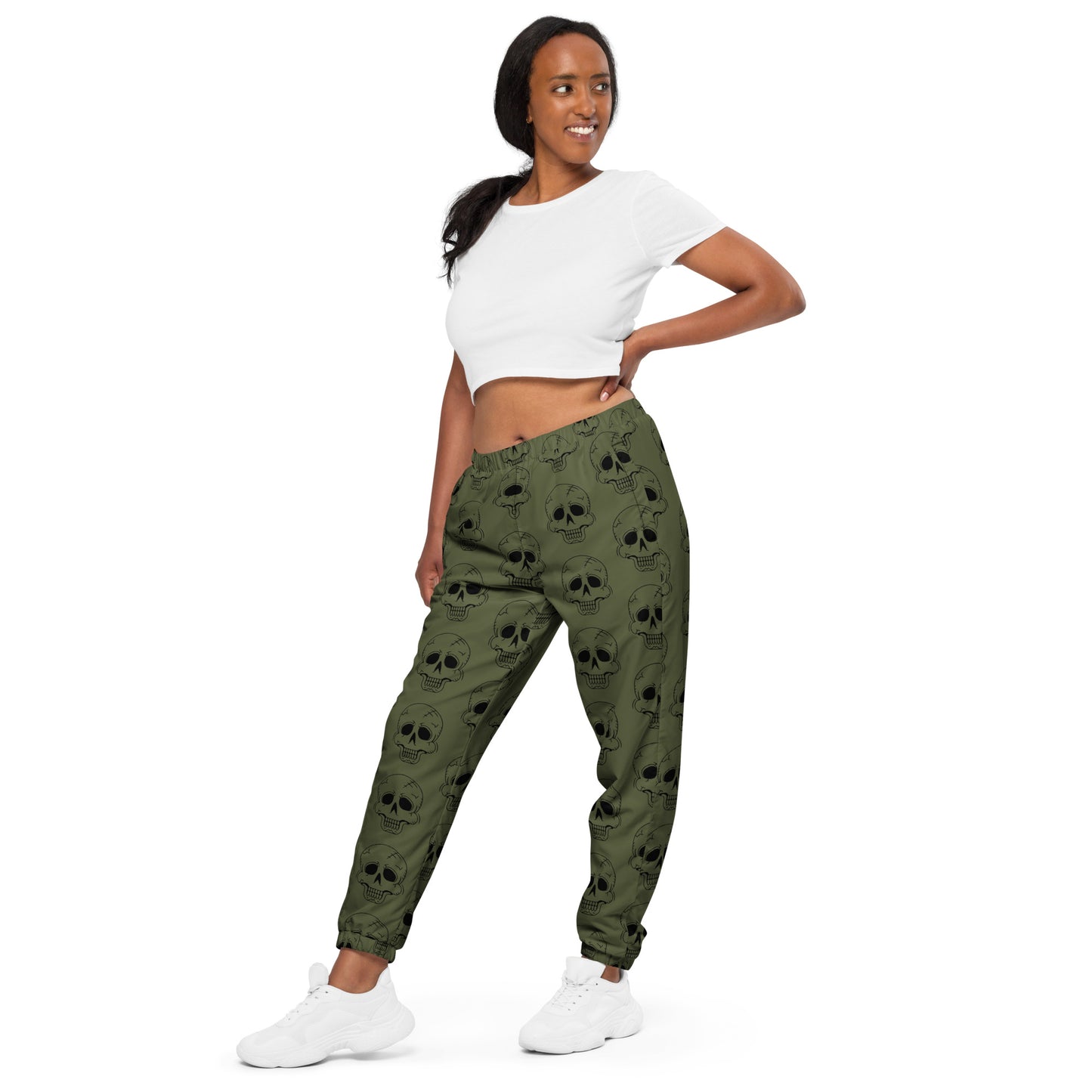 GREEN LAUGHING SKULL TRACK PANTS