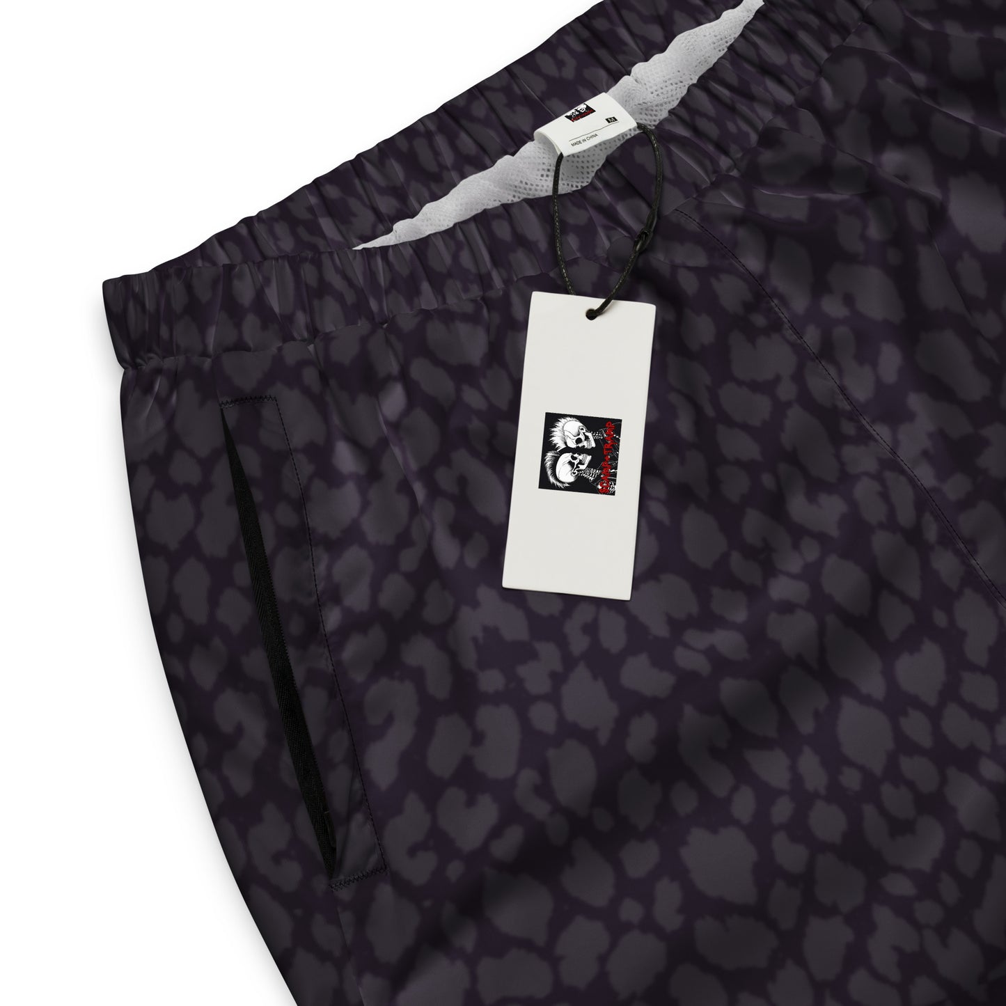 BLACK LEOPARD PRINT UNISEX TRACK PANTS