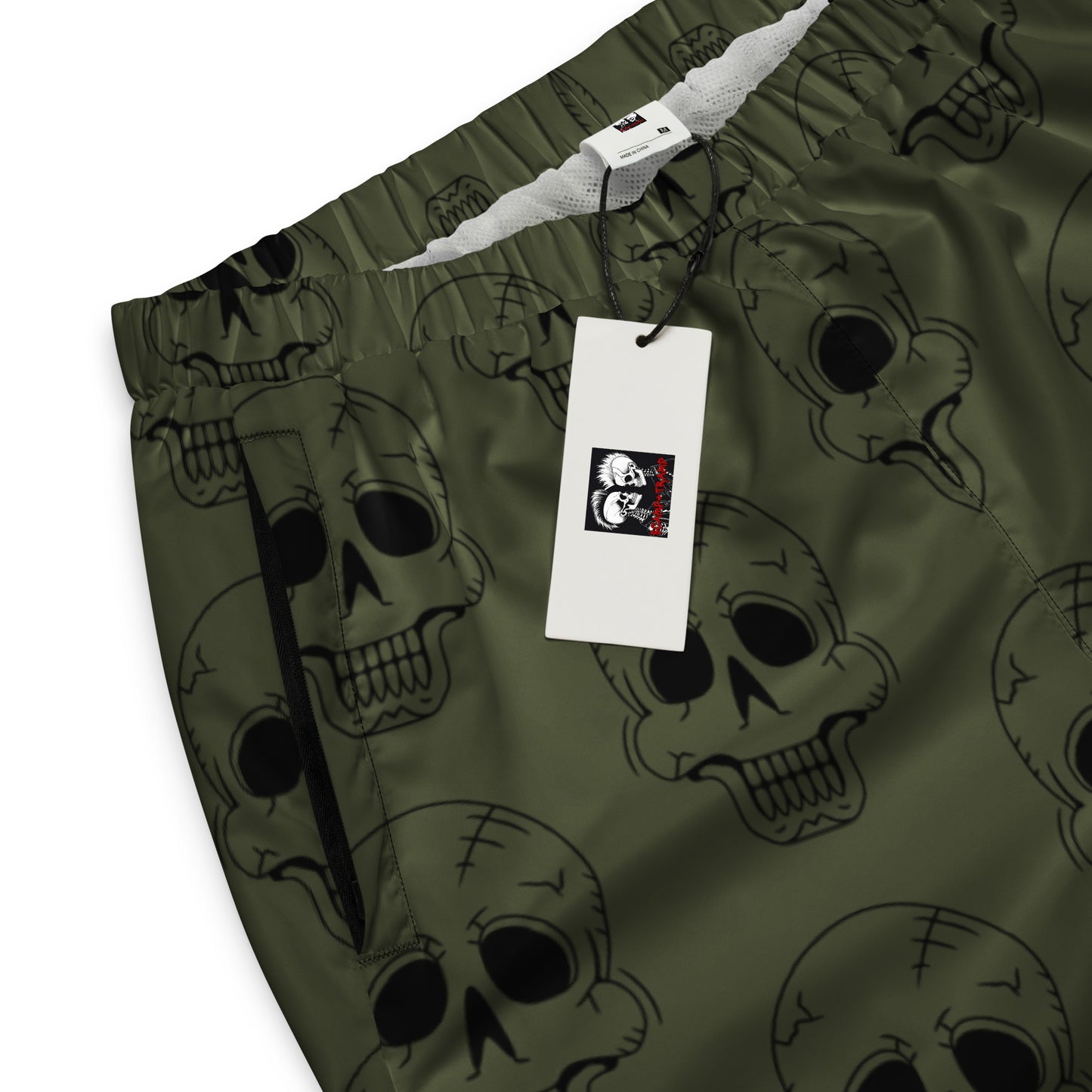 GREEN LAUGHING SKULL TRACK PANTS