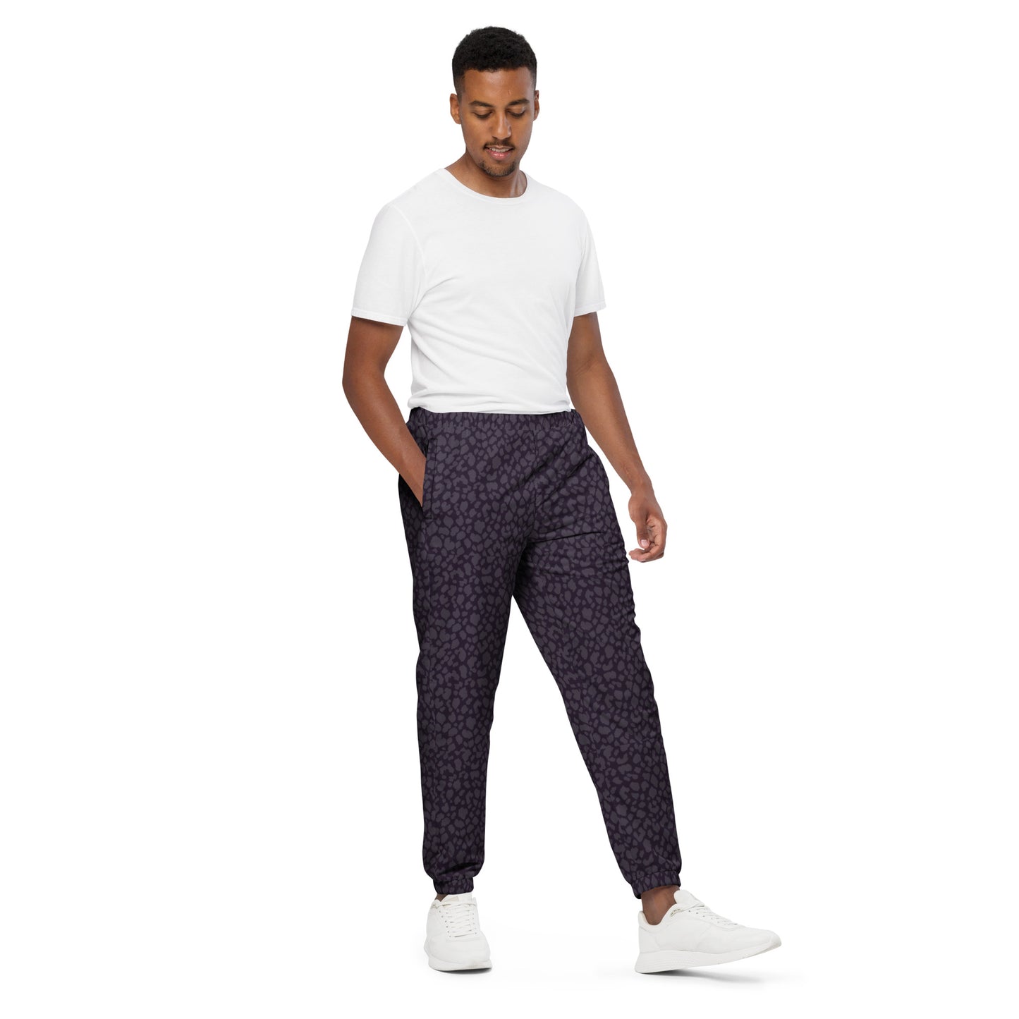 BLACK LEOPARD PRINT UNISEX TRACK PANTS