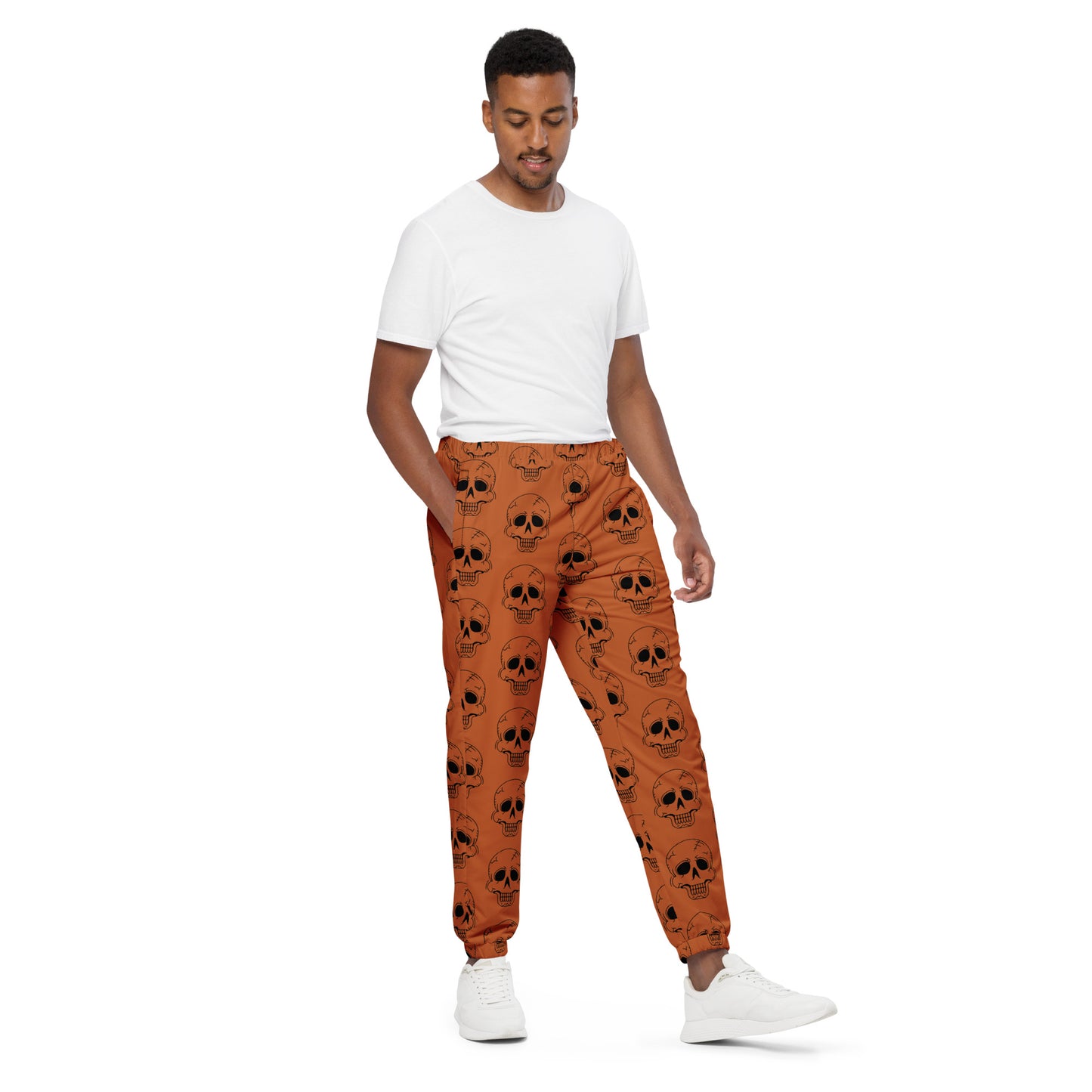 ORANGE LAUGHING SKULL UNISEX TRACK PANTS