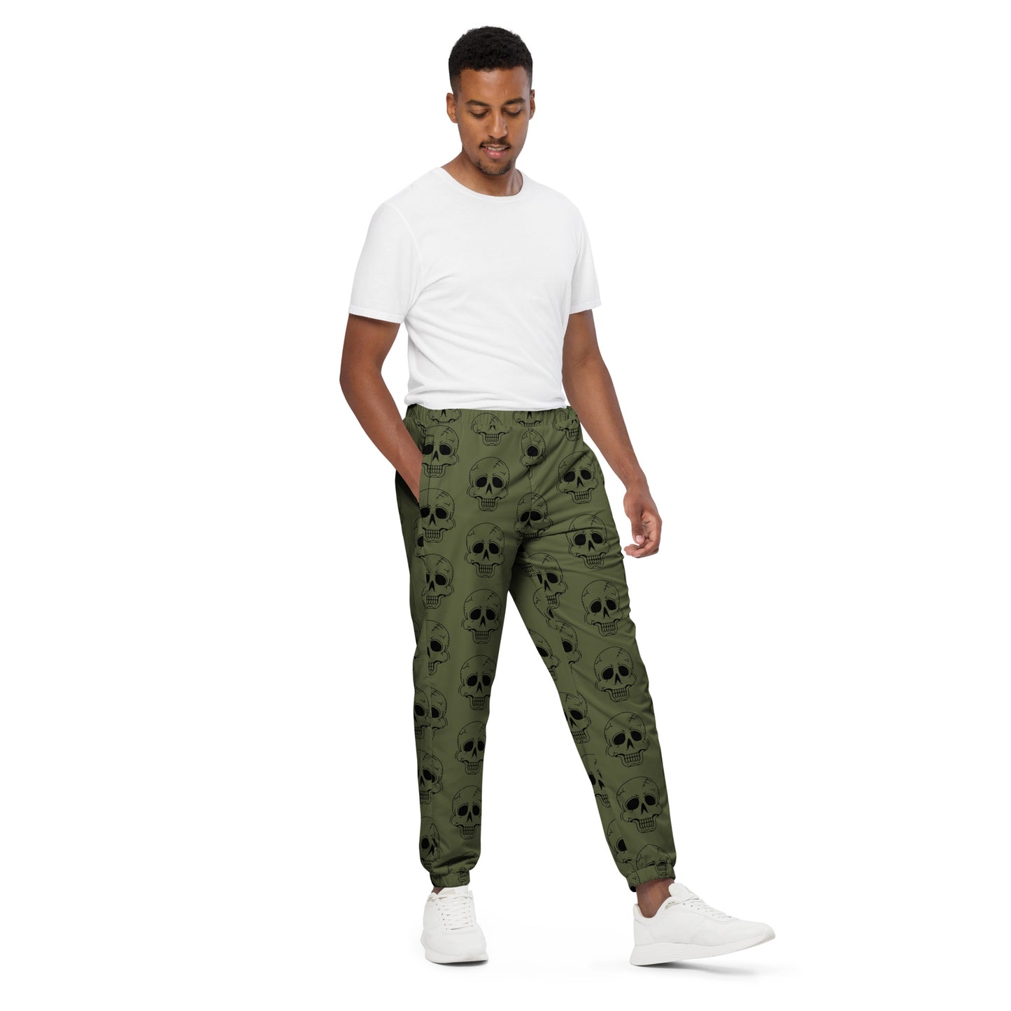 GREEN LAUGHING SKULL TRACK PANTS