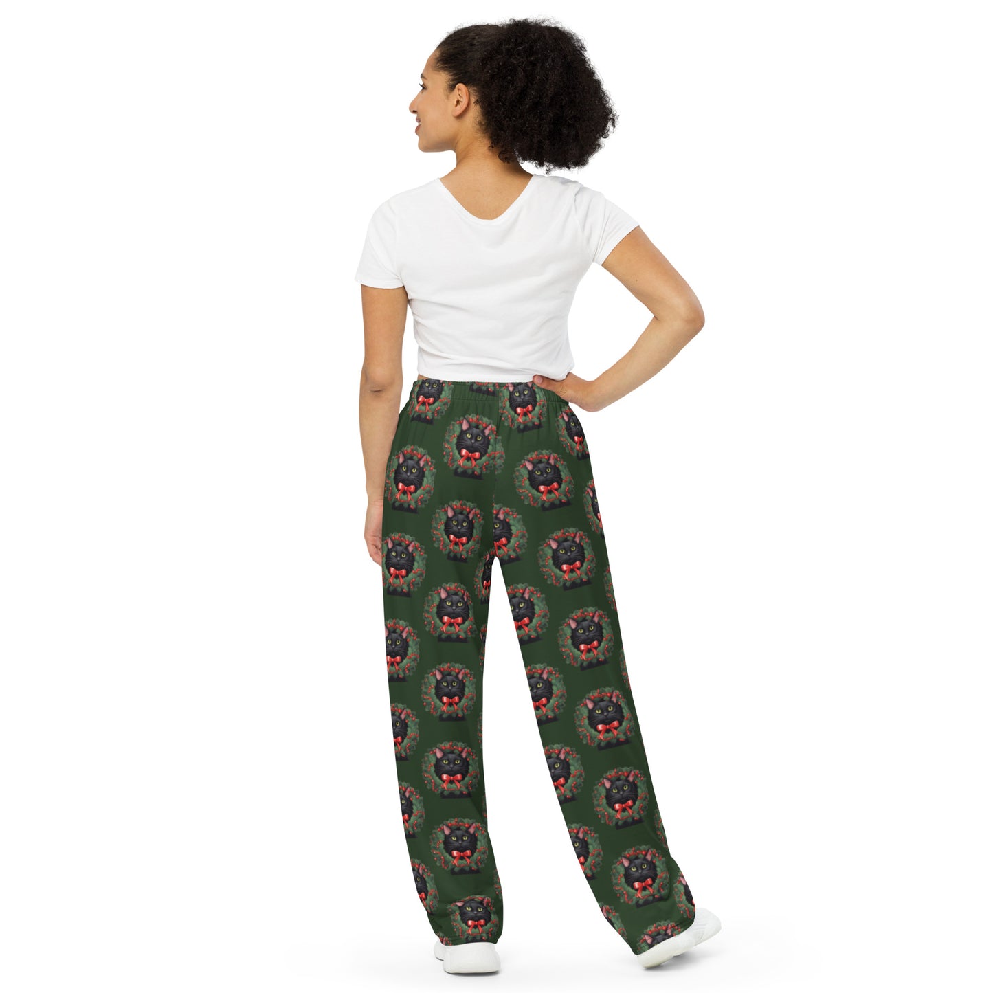 BLACK KITTY WREATH UNISEX LOUNGE PANTS