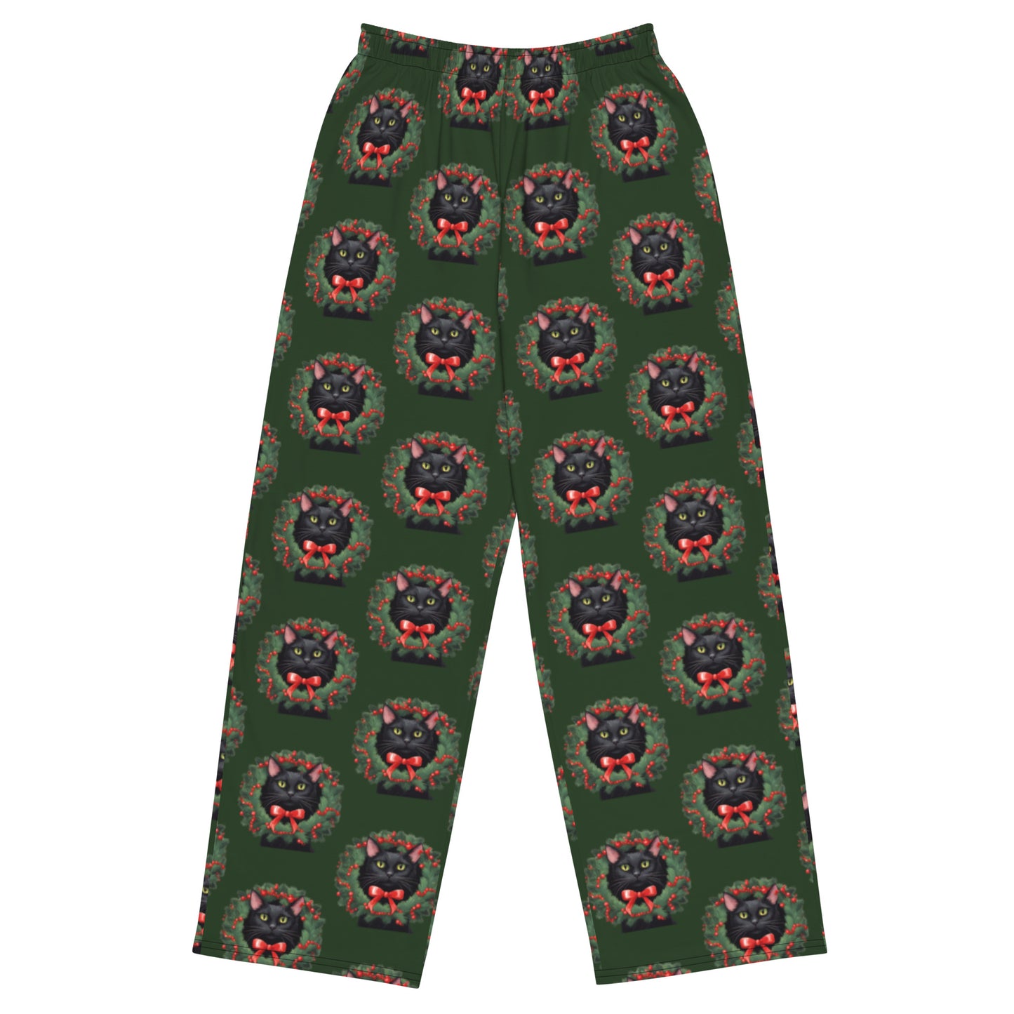 BLACK KITTY WREATH UNISEX LOUNGE PANTS