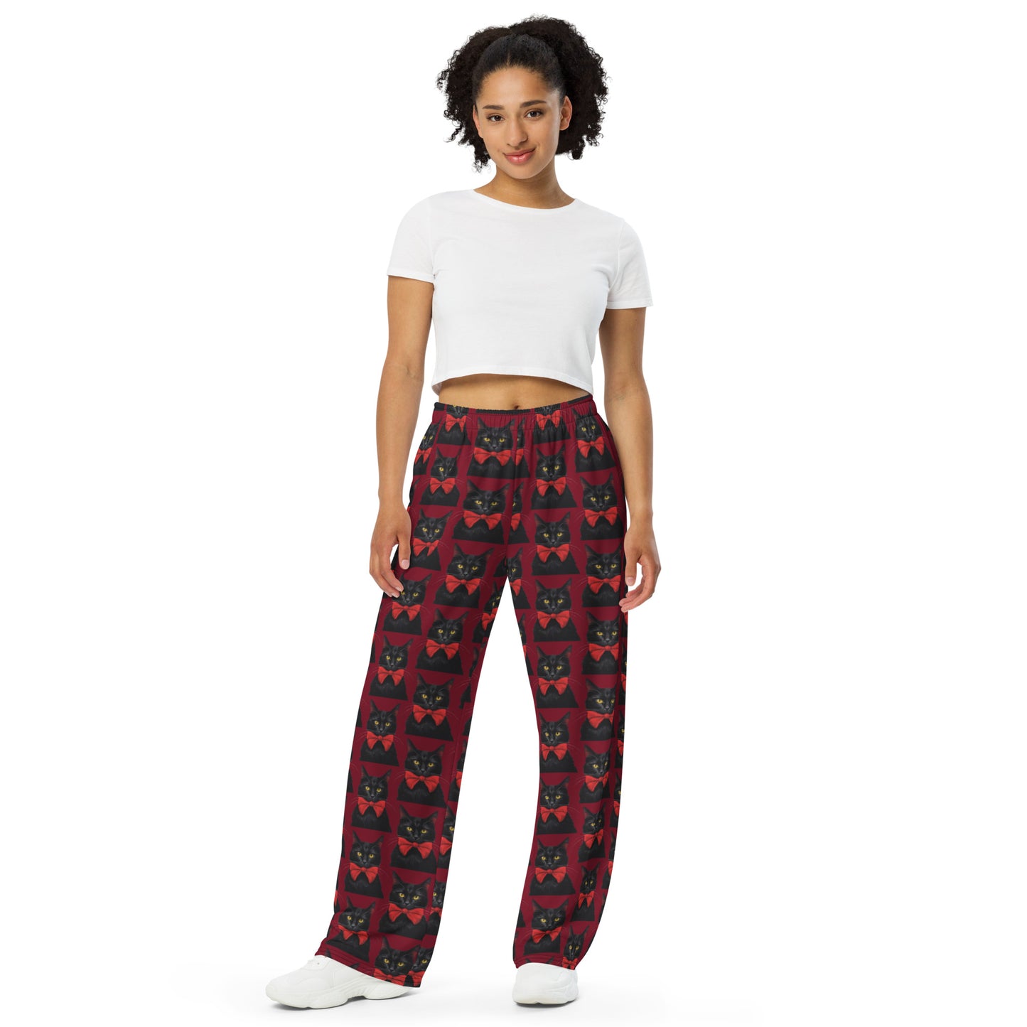 BLACK KITTY BOW UNISEX LOUNGE PANTS
