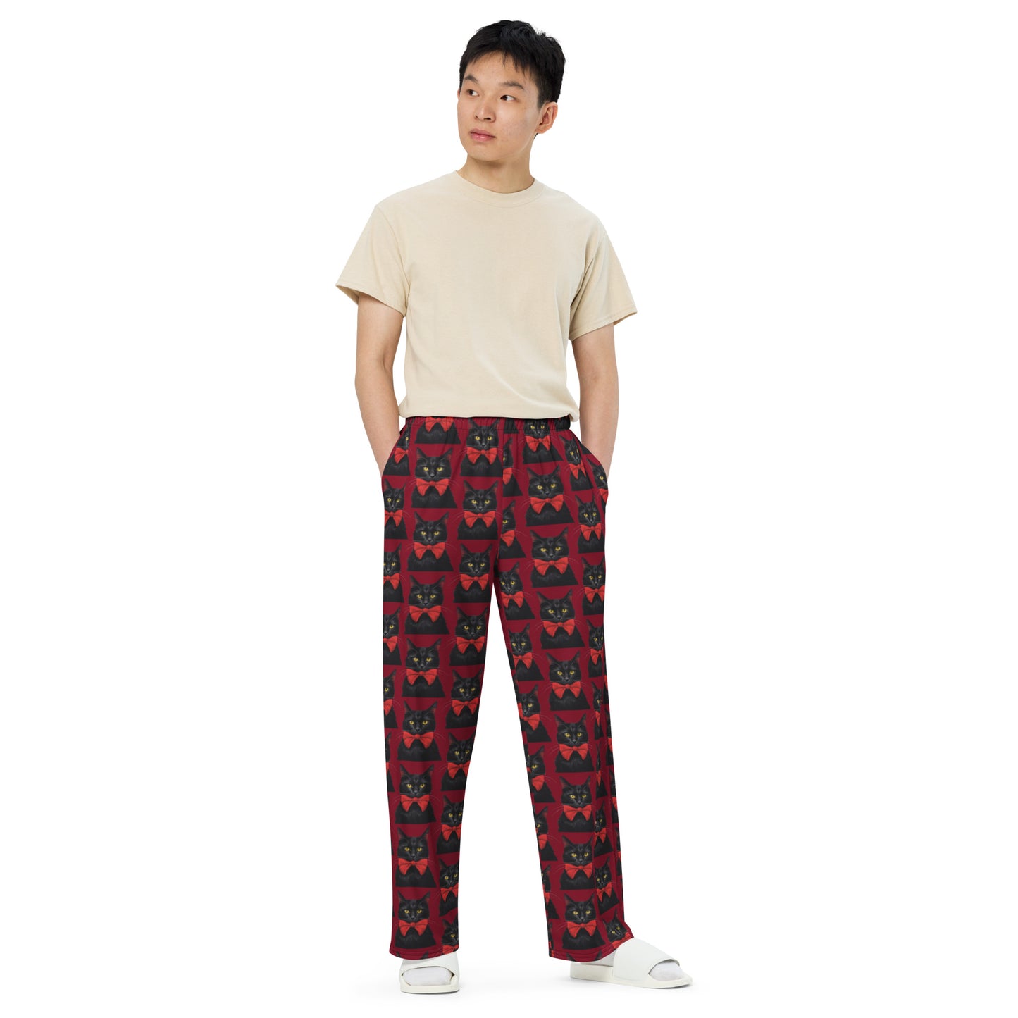 BLACK KITTY BOW UNISEX LOUNGE PANTS