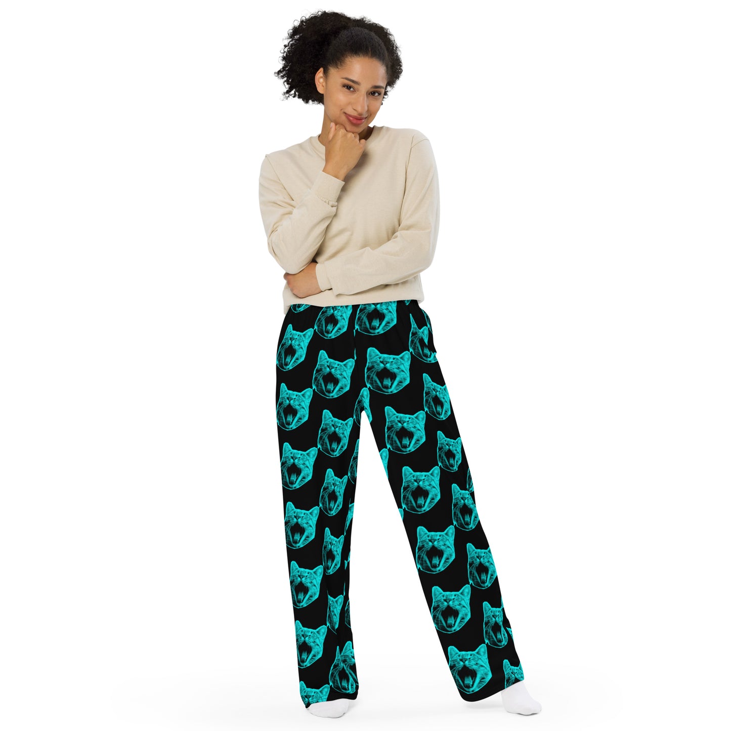 ELECTRIC BLUE CAT UNISEX LOUNGE PANTS
