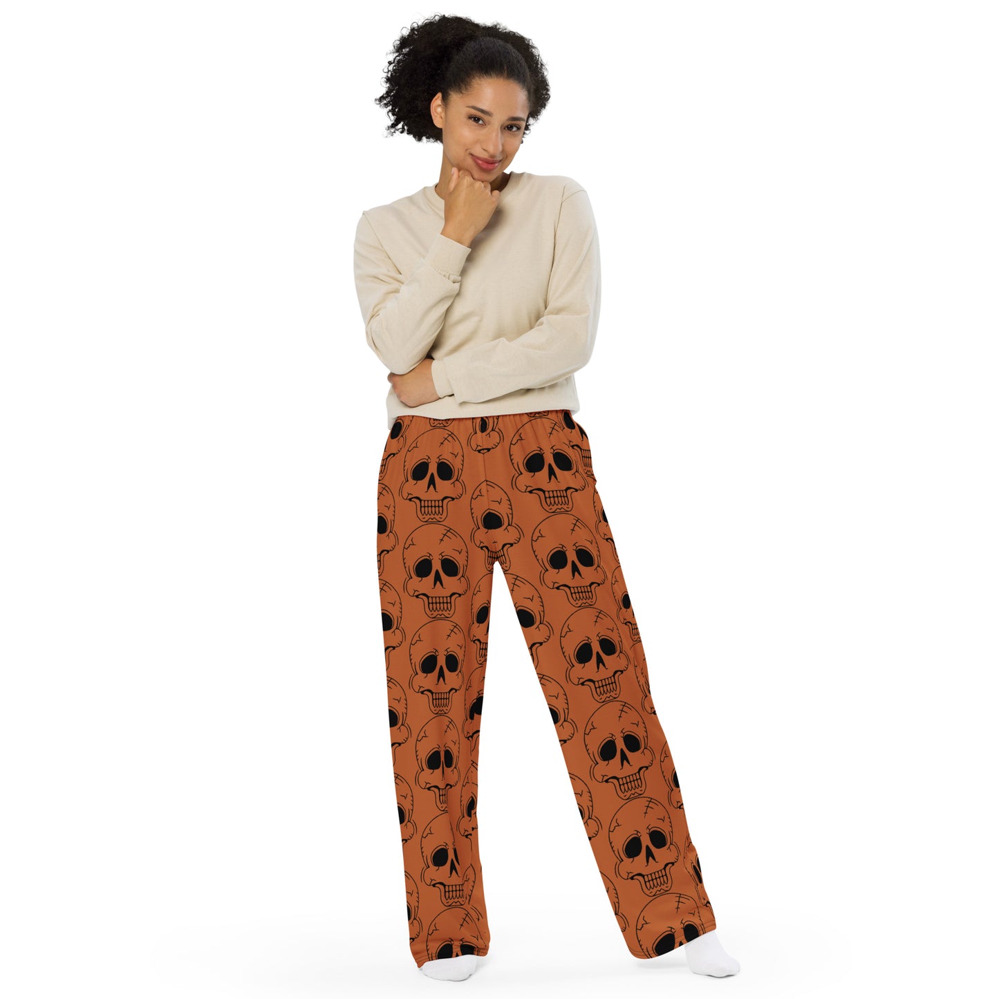 ORANGE LAUGHING SKULL UNISEX LOUNGE PANTS