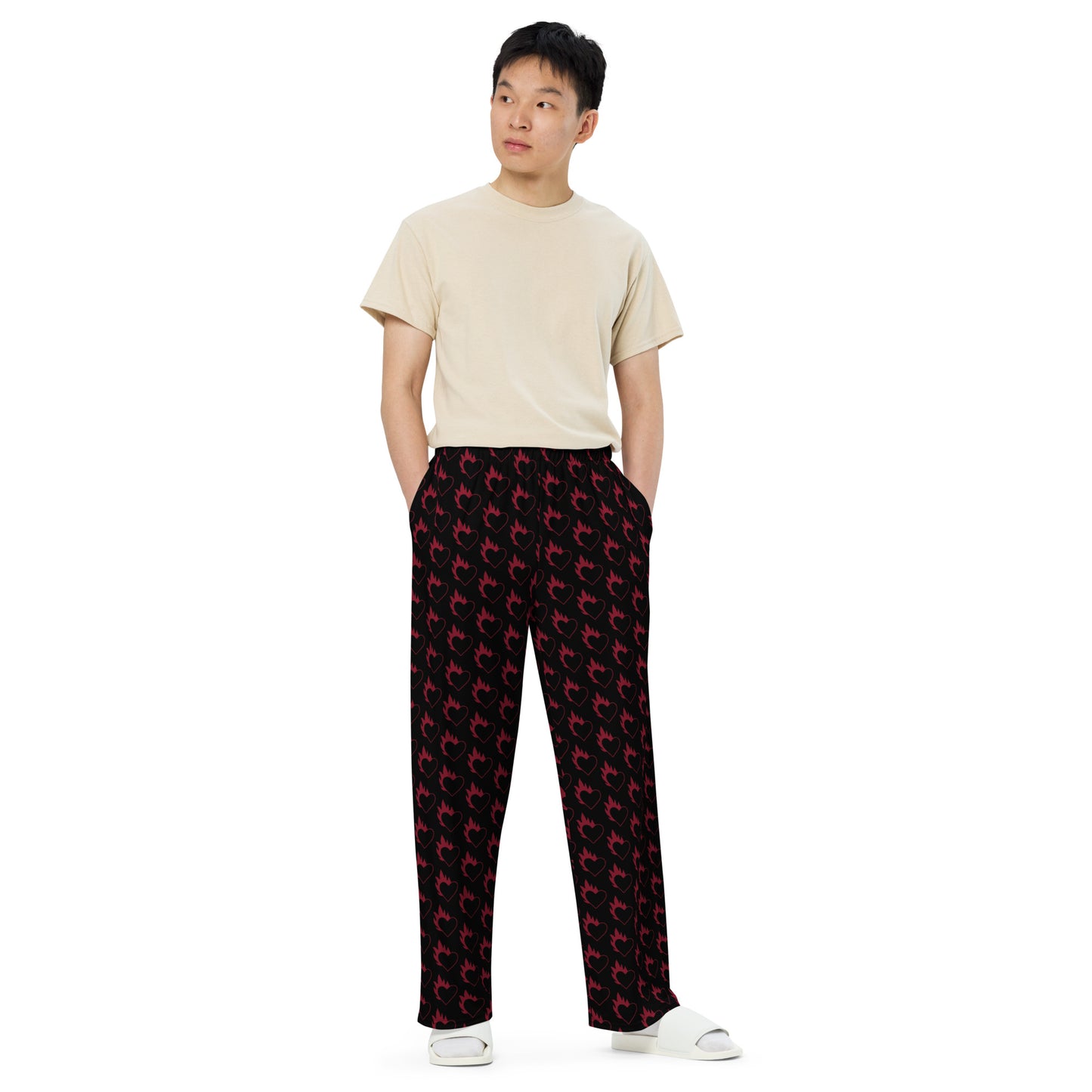 FLAMING HEART UNISEX LOUNGE PANTS