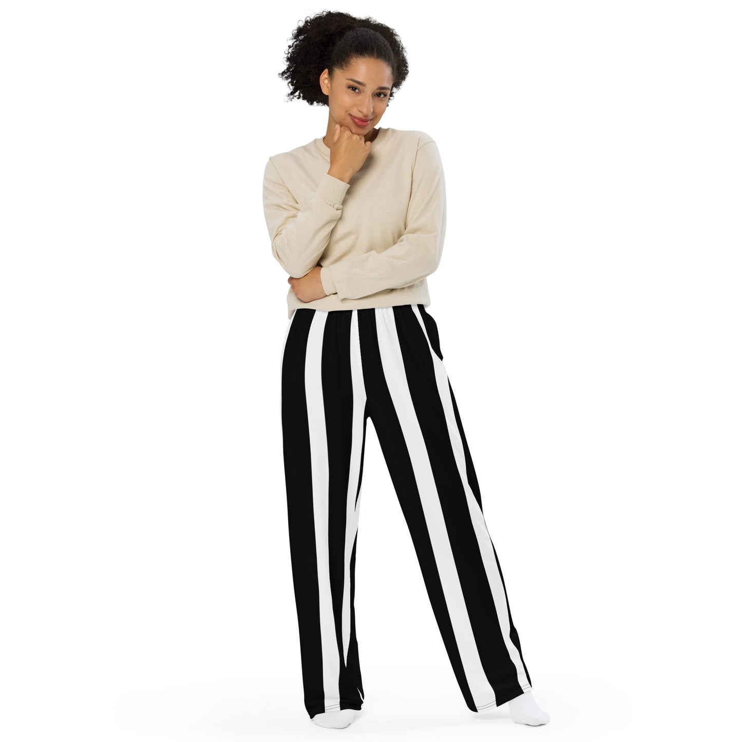 BLACK & WHITE STRIP UNISEX LOUNGE PANTS