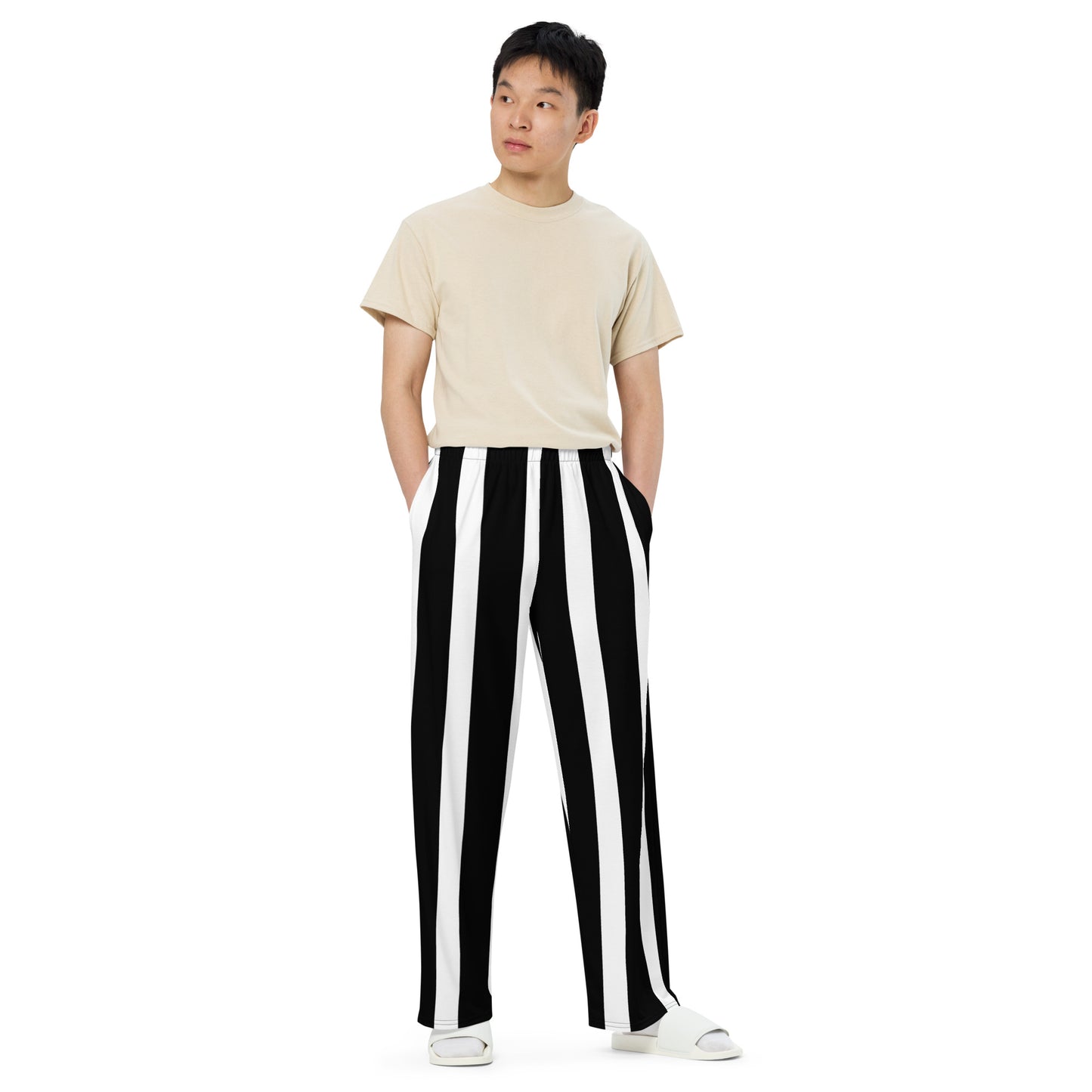BLACK & WHITE STRIP UNISEX LOUNGE PANTS