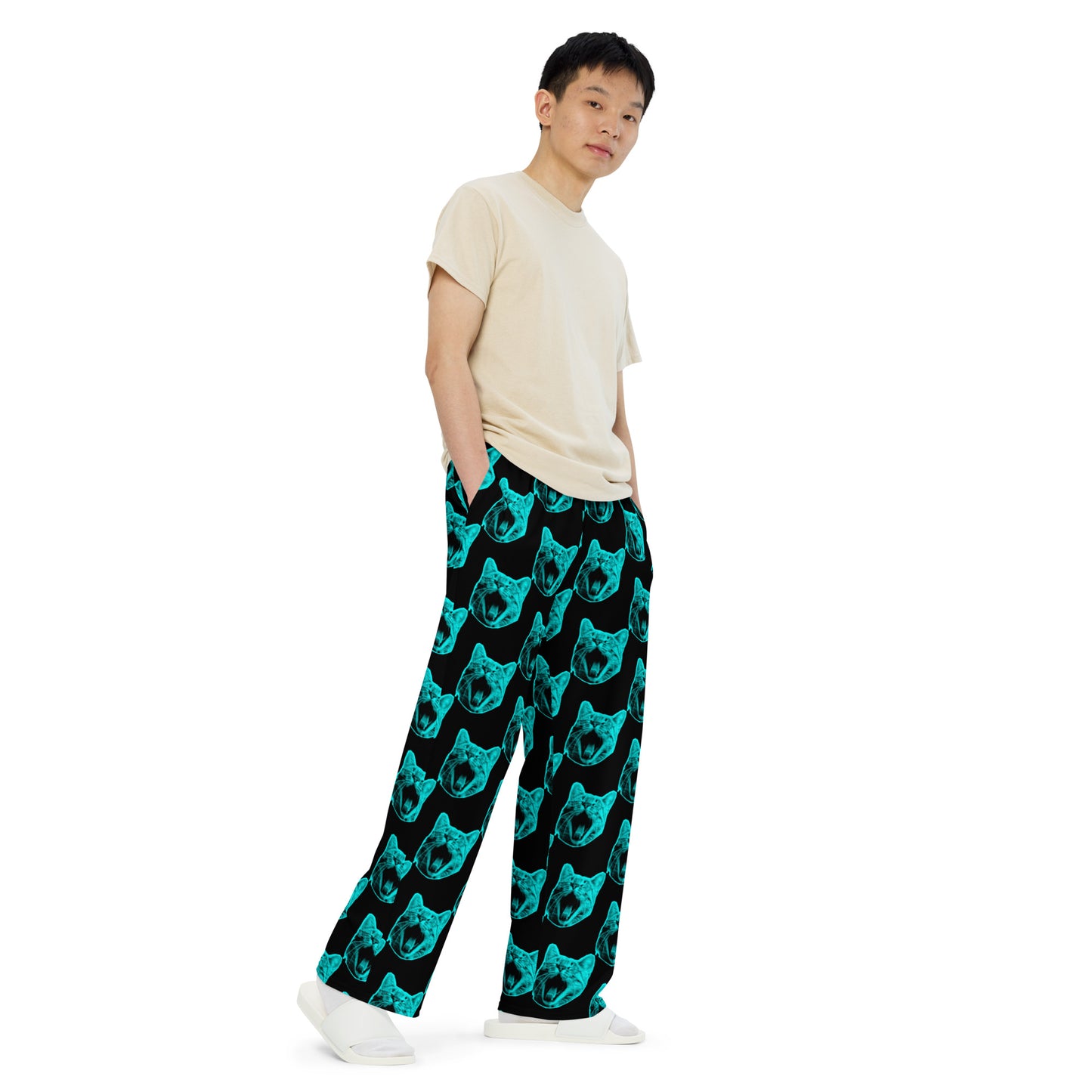 ELECTRIC BLUE CAT UNISEX LOUNGE PANTS