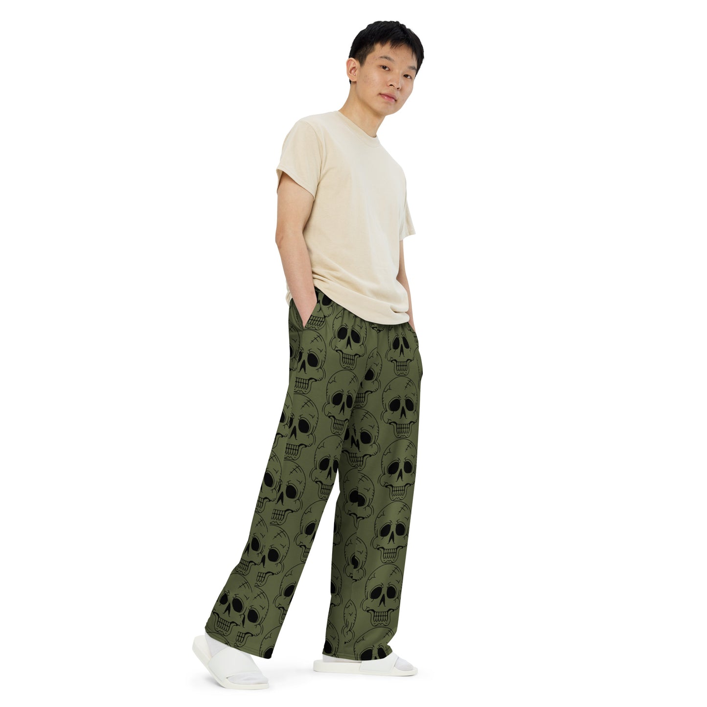 GREEN LAUGHING SKULL UNISEX LOUNGE PANTS