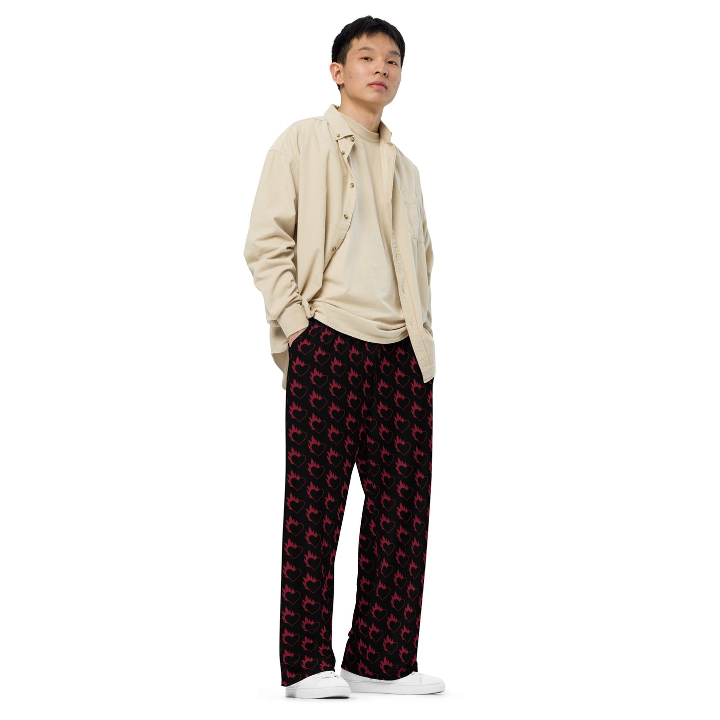 FLAMING HEART UNISEX LOUNGE PANTS