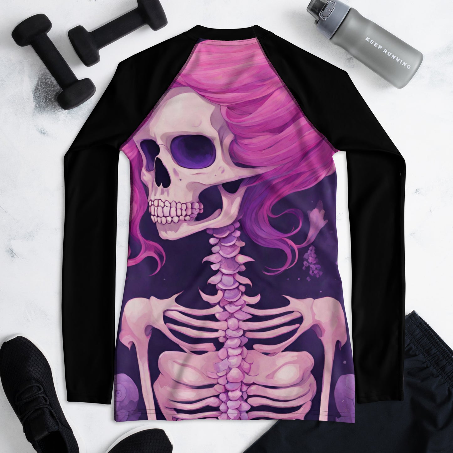 PINK SKELETON WOMEN'S RASH GUARD