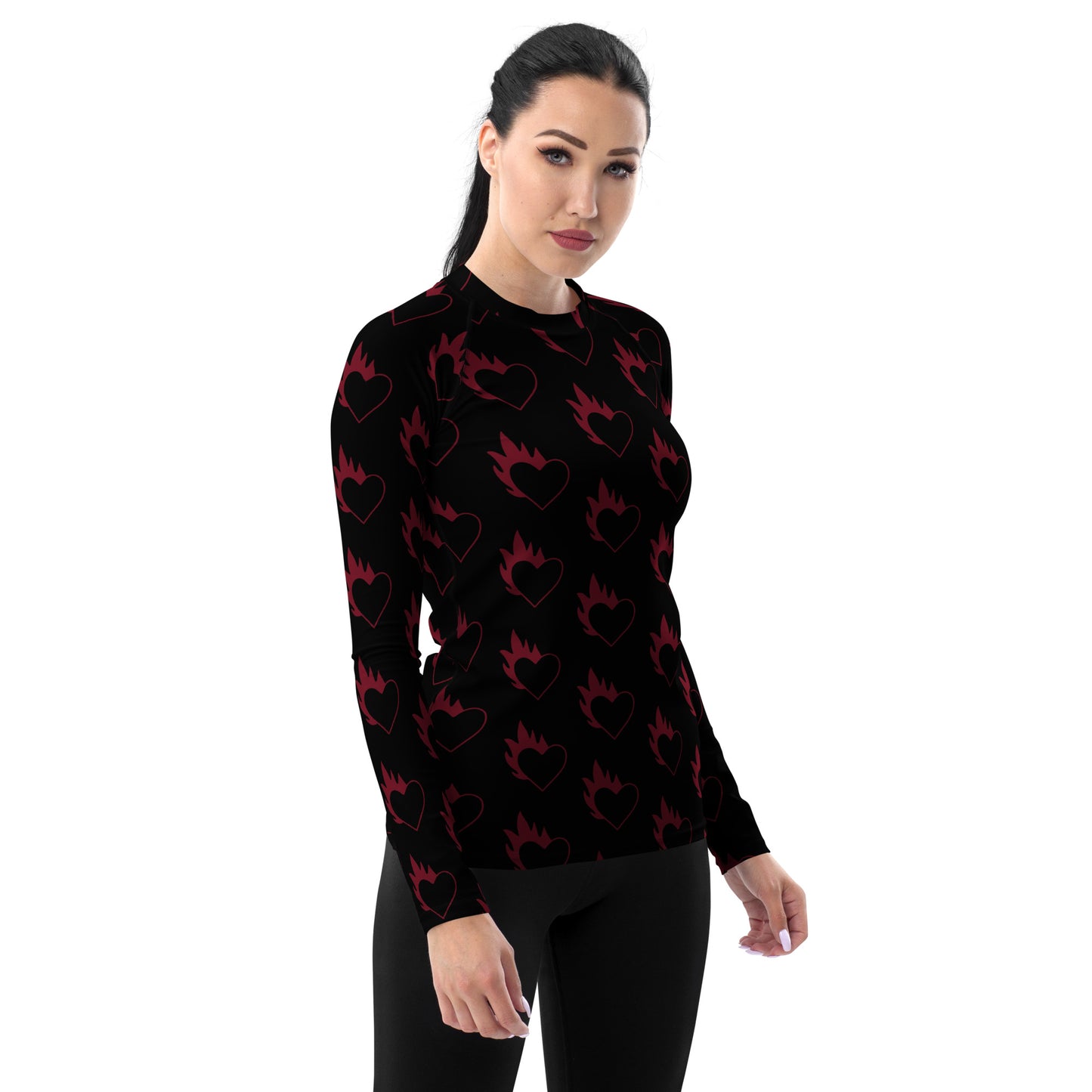 FLAMING HEART WOMEN'S RASH GUARD