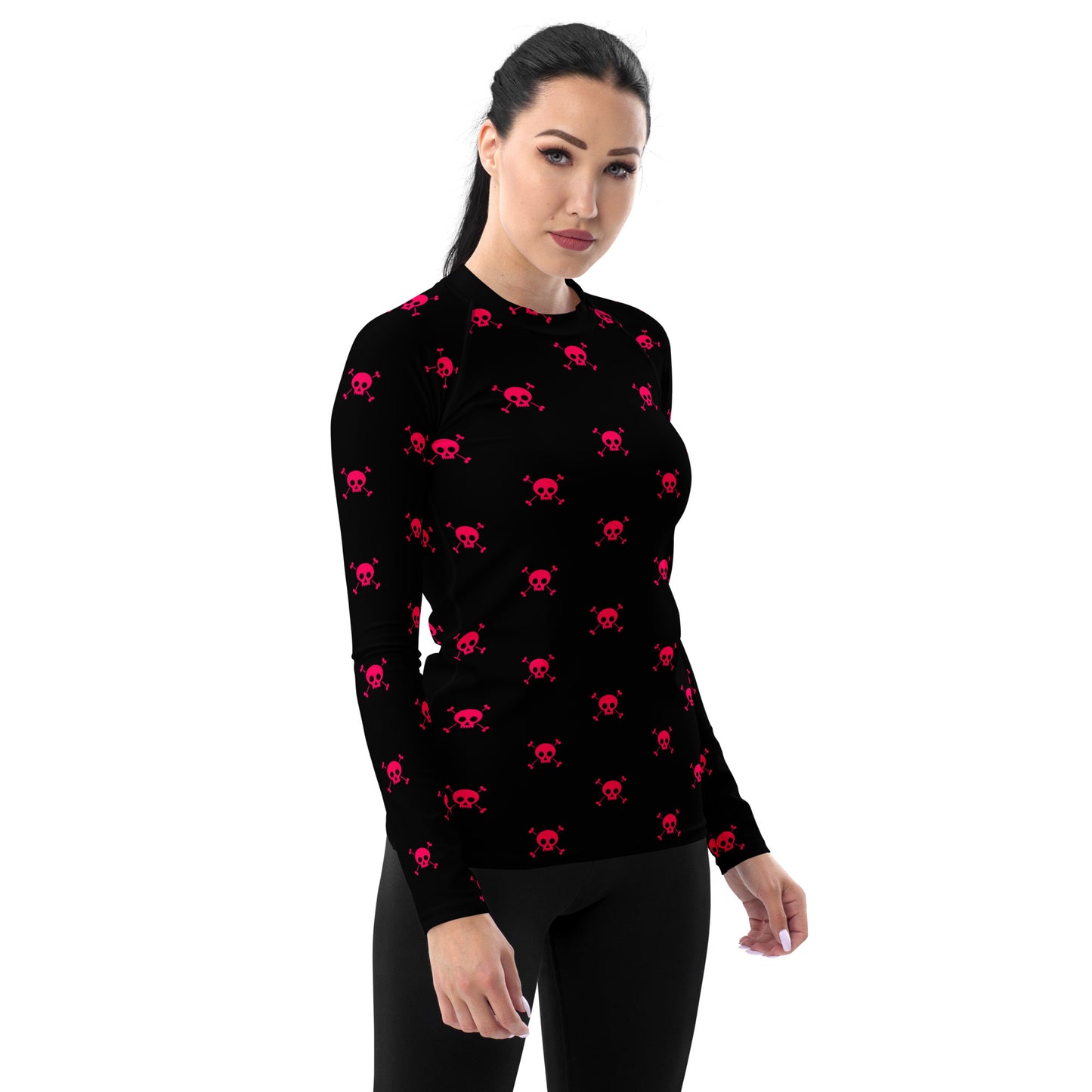 PINK SKULL & BONES WOMEN'S RASH GUARD