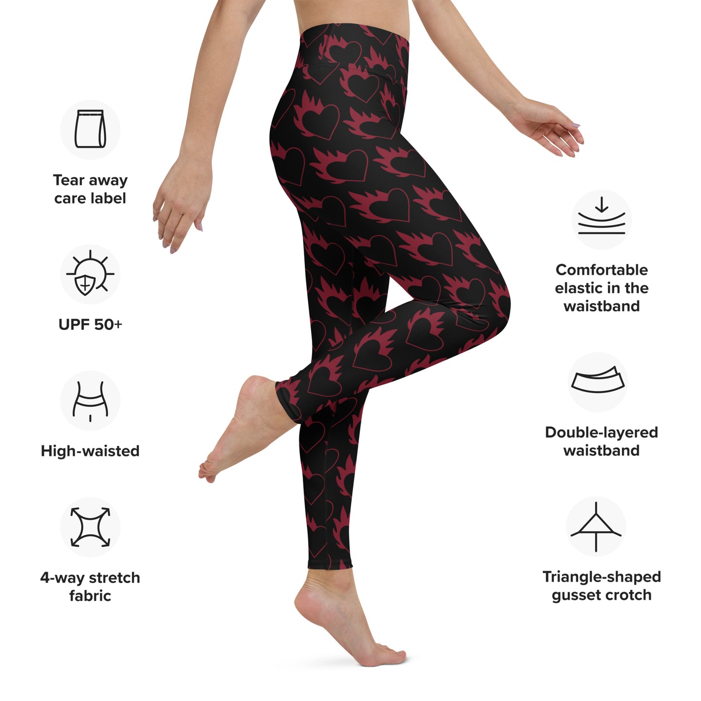 FLAMING HEART YOGA LEGGINGS