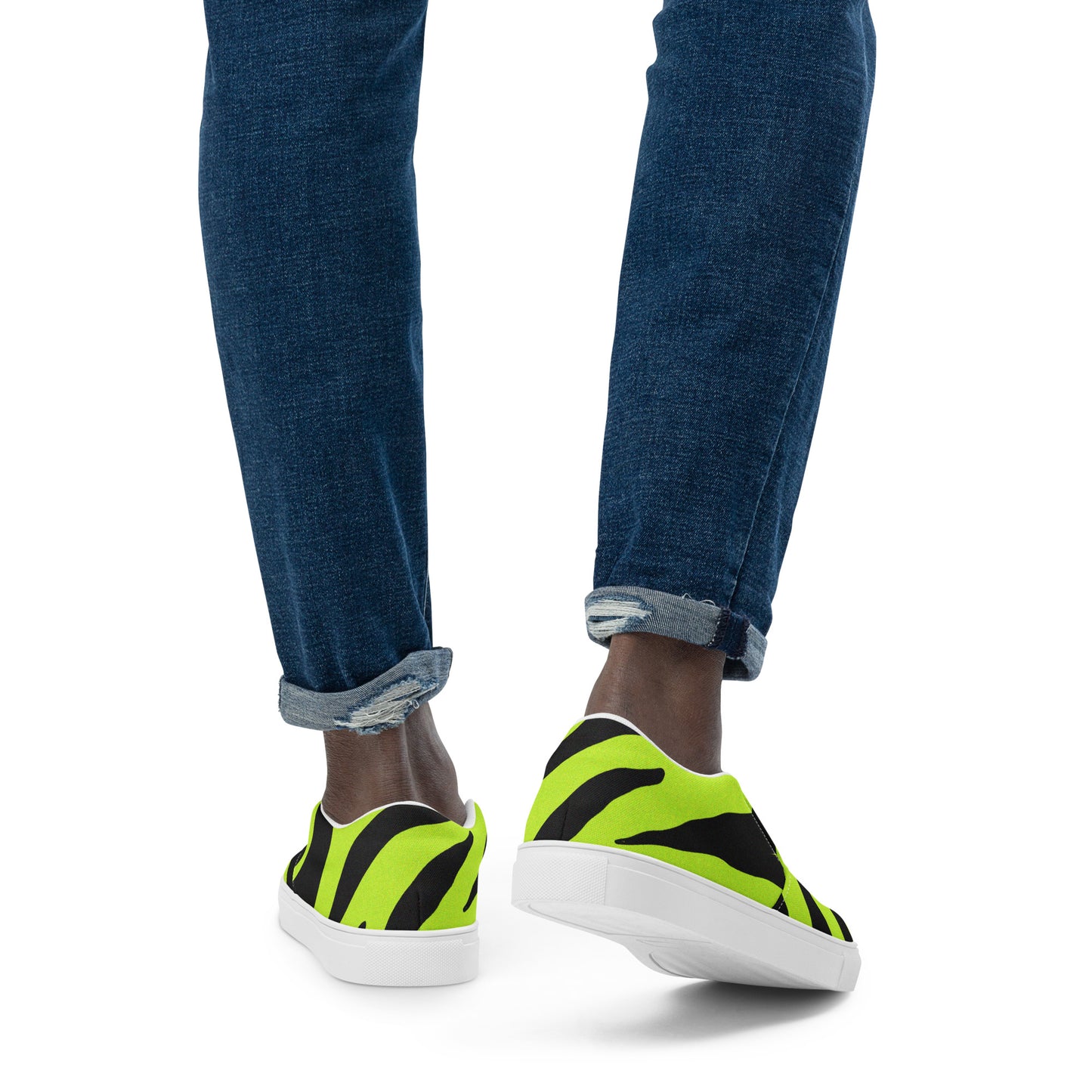 MEN'S YELLOW ZEBRA SLIP-ON CANVAS SHOES