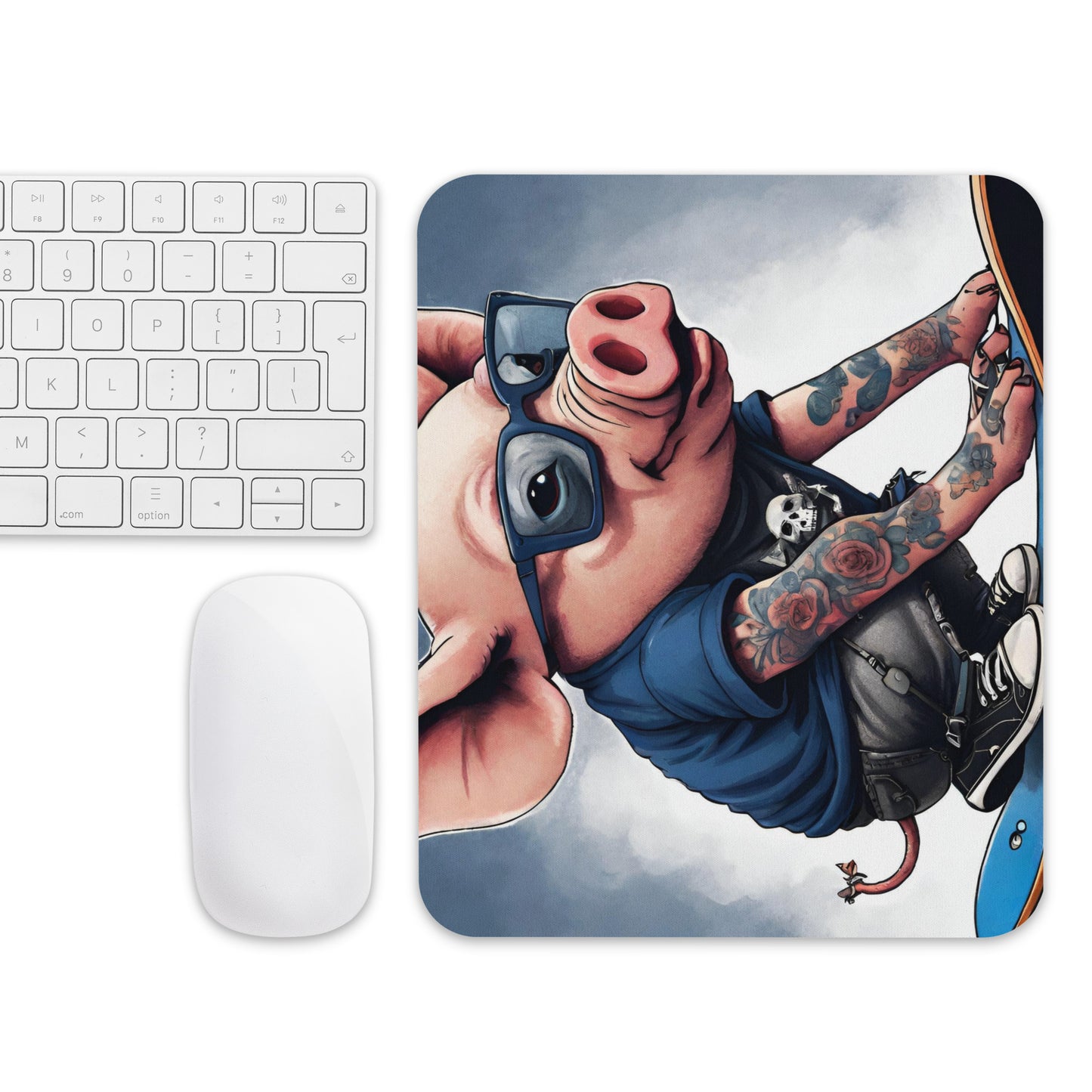 SKATER PUNK PIG MOUSE PAD